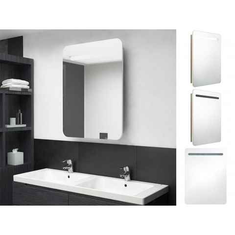 vidaXL Spiegel LED-Bad-Spiegelschrank Weiß und Eichenoptik 60x11x80 cm Badezimmer LED