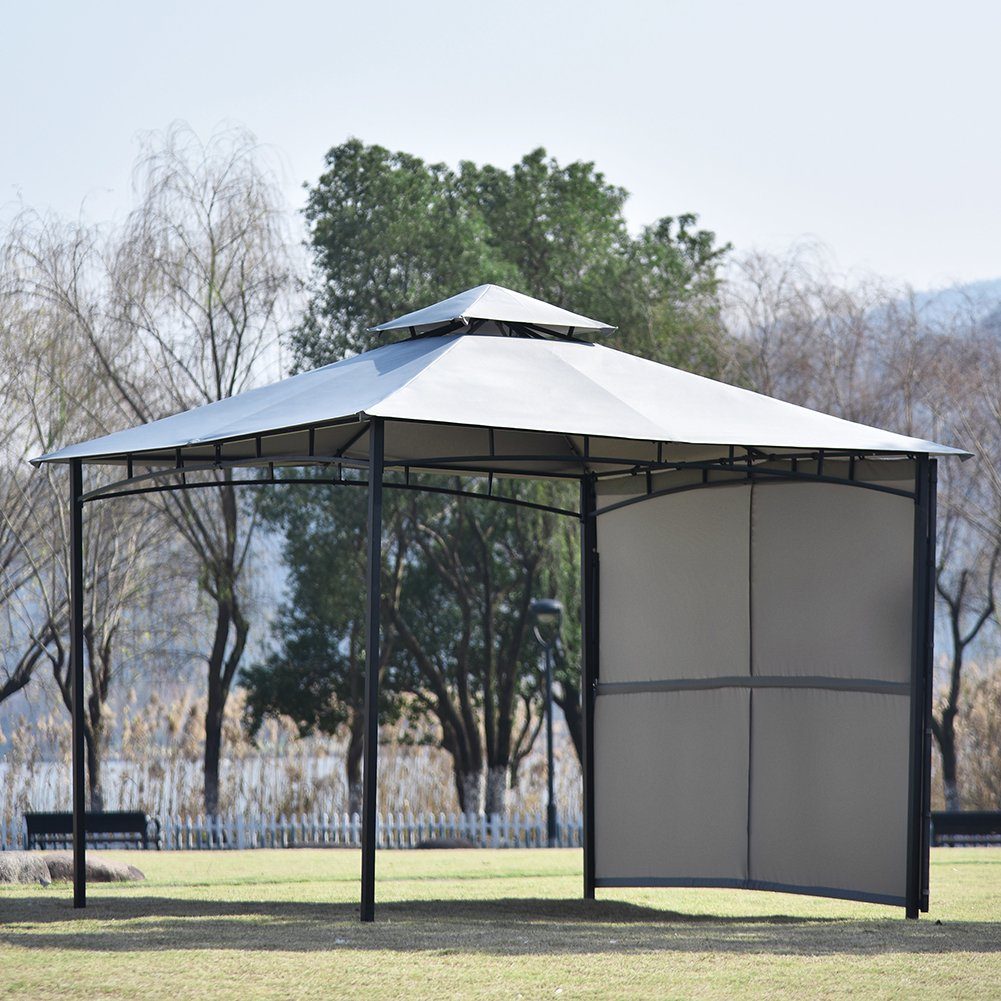 Pavillon, mit 1 Seitenteilen, Gartenpavillon mit ausziehbare Seitenteil, Wasserdicht Partyzelt, UV-Schutz, Stahlgestell, 3 x 3 x 2,6 m