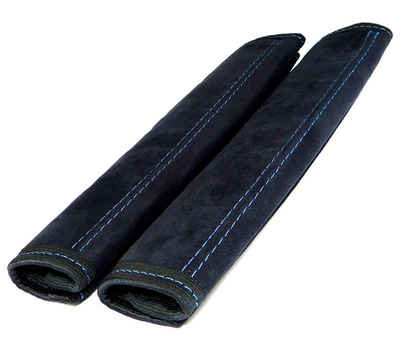 L & P Car Design Gurtpolster Gurtschoner Auto in Schwarz mit blauer Naht Sicherheitsgurt, (2 Stück), Microfaser