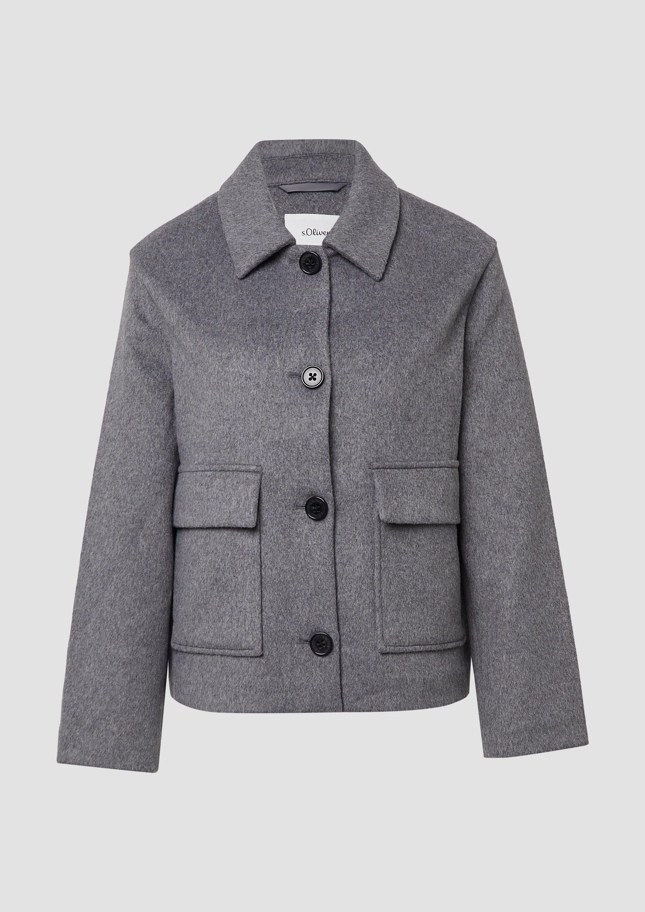 s.Oliver Funktionsjacke Outdoor-Jacke Jacke aus Wollmix im Relaxed Fit mit aufgesetzten Taschen