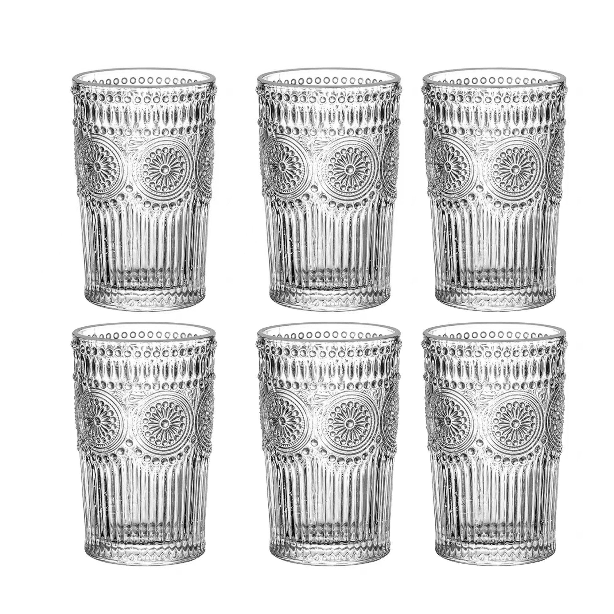 Cheffinger Gläser-Set 6 Tlg. Vintage Trinkgläser Set Cognac Whiskey Cocktailgläser 400 ml, 6-tlg.