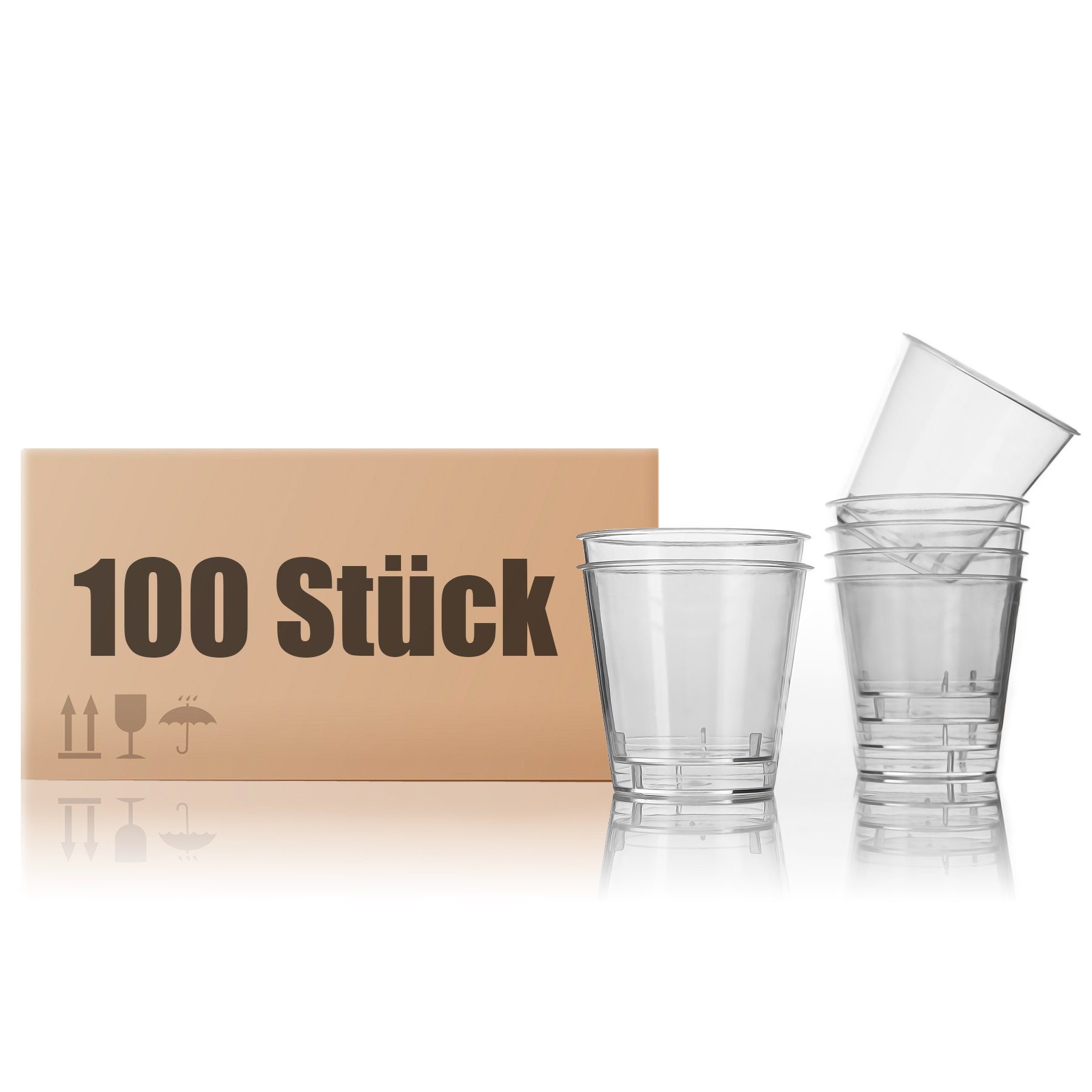 BigDean Schnapsglas 100 Stück Shotgläser Plastik 3cl, 100-tlg., Kunststoff, Party Shotglas, Plastik, BPA-Frei, Bruchsicher, Wiederverwendbar