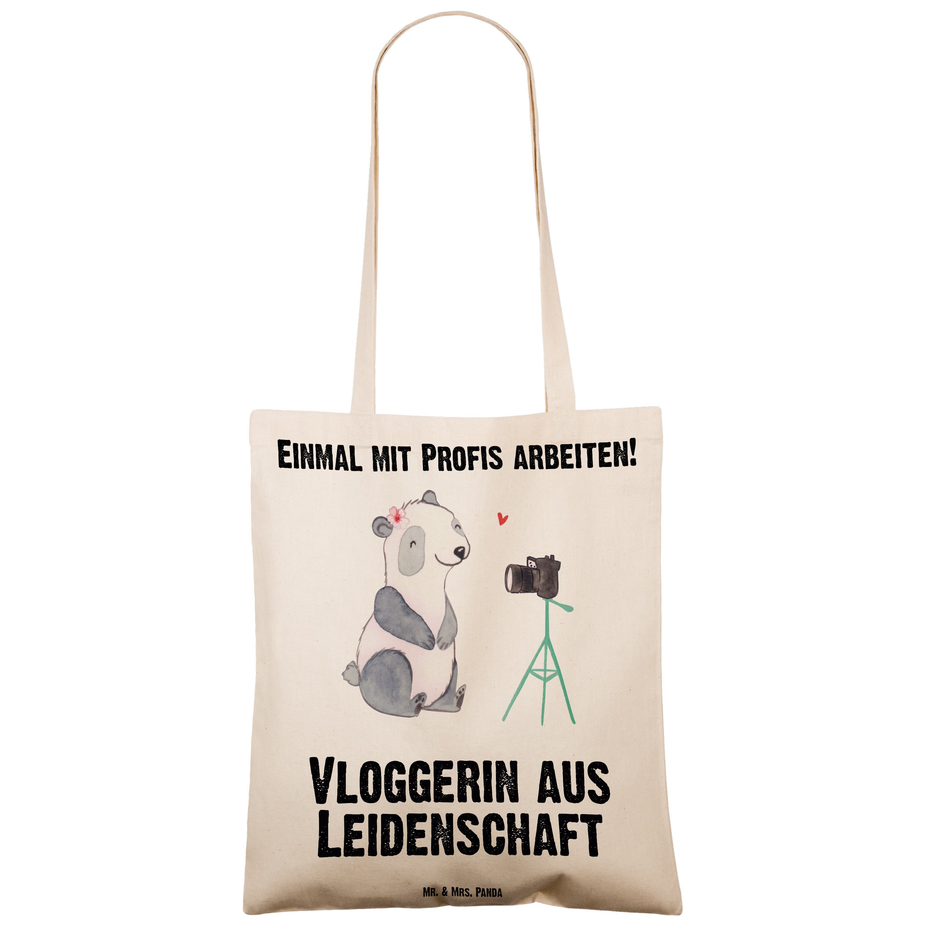 (1-tlg) - Geschenk, Panda Mr. Transparent Vloggerin Leidenschaft aus Tragetasche Beuteltasche, Mrs. & Au -