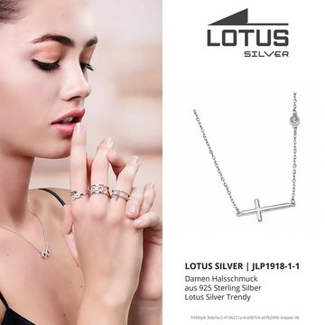 LOTUS SILVER Silberkette Lotus Silver Kreuz Halskette, Damen Kette Kreuz aus 925 Sterling Silber, silber, weiß