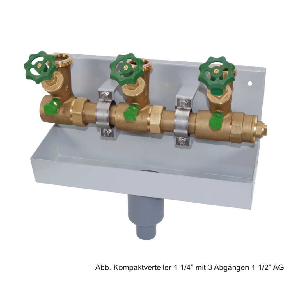 Schlösser Wasserrohr Kompakt-Sanitär-Verteiler Eingang 1" IG mit 3 Abgängen 1 1/2" AG