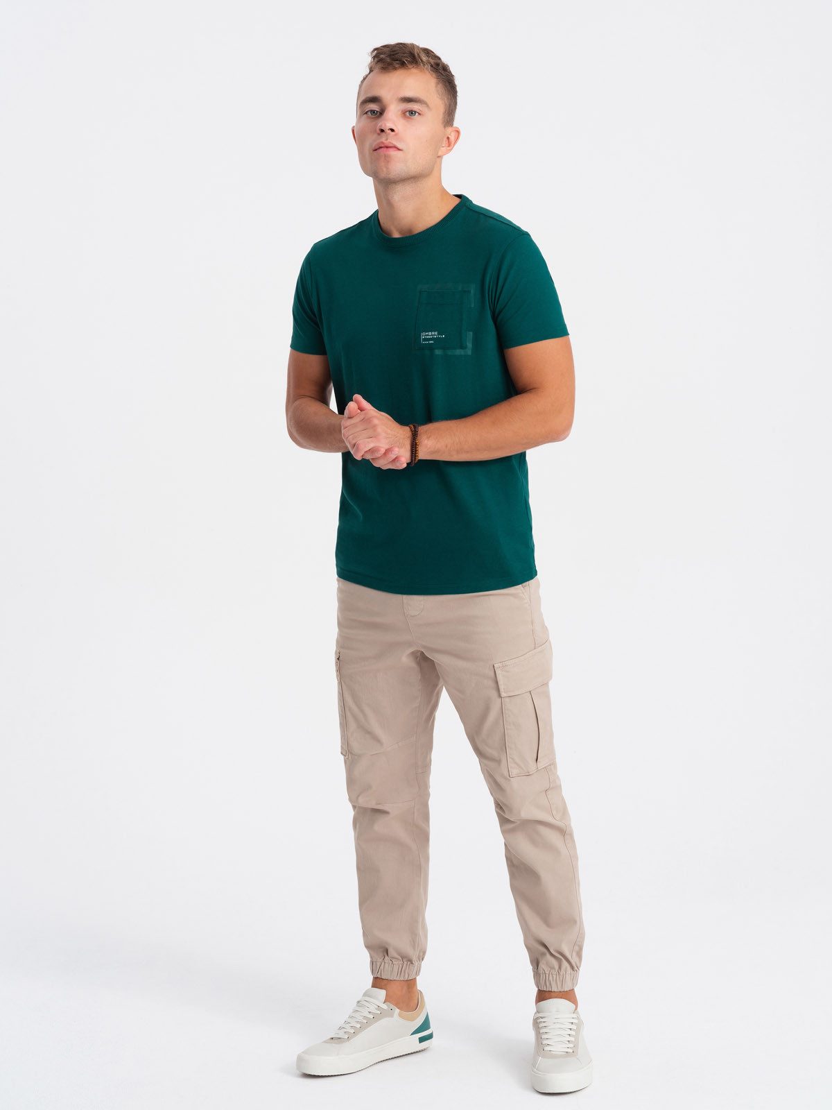 OMBRE T-Shirt Herren-T-Shirt aus Baumwolle mit Brusttasche