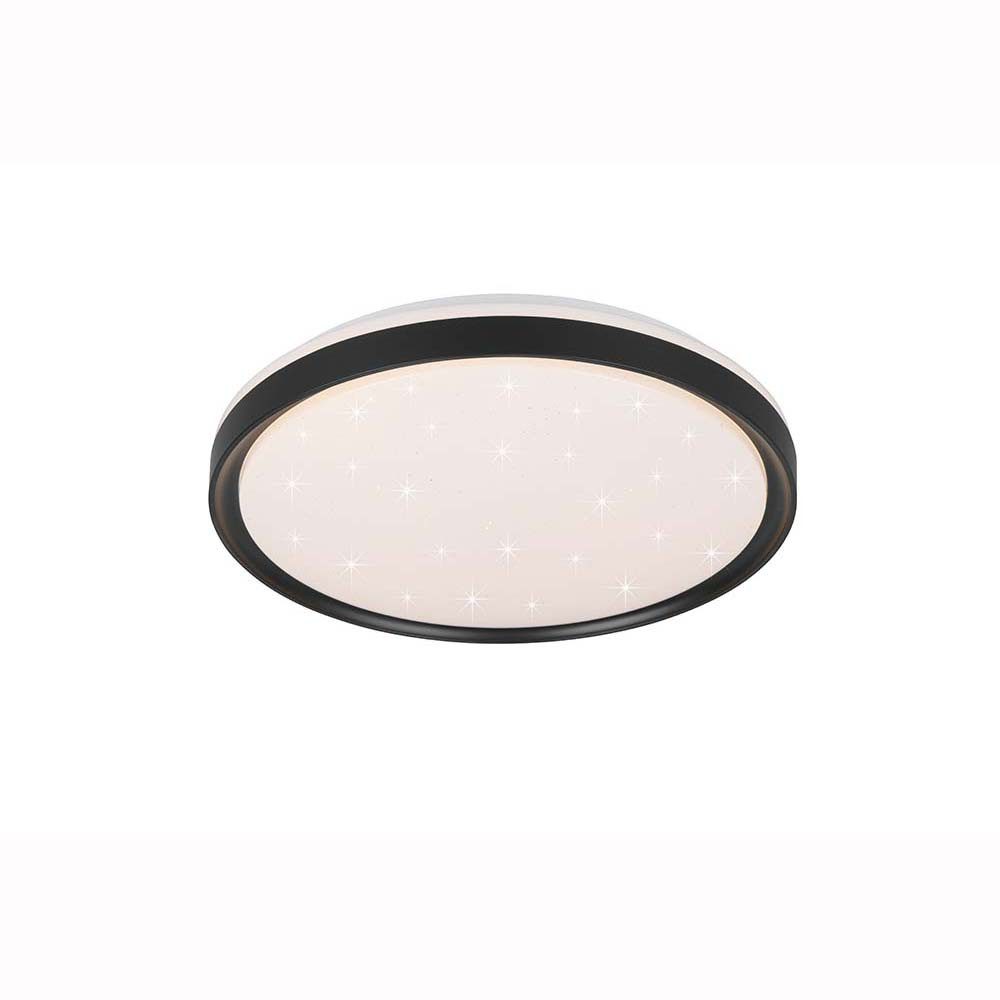 Reality Leuchten LED Deckenleuchte, LED-Leuchtmittel fest verbaut, Kaltweiß, Warmweiß, Neutralweiß, Tageslichtweiß, Farbwechsel, RGB LED Deckenleuchte Wohnzimmerlampe schwarz Dimmbar Starlight