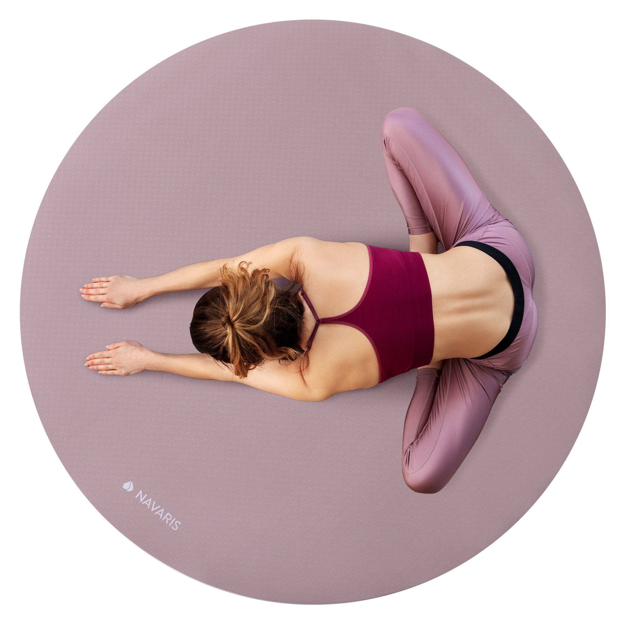 Navaris Fitnessmatte Yogamatte rund rutschfest groß Ø 120cm Yoga Matte Fitnessmatte mauve (1-St)