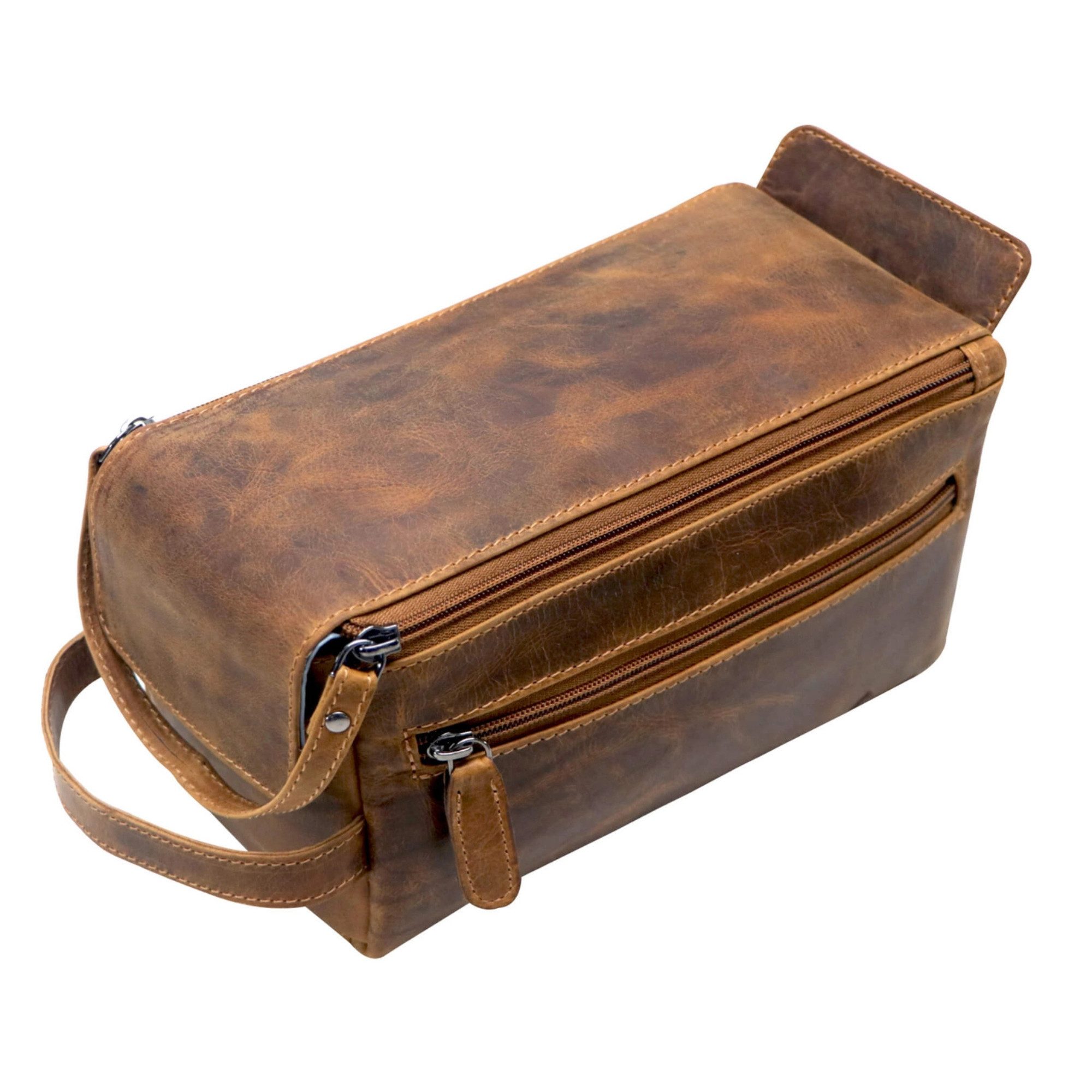 Kulturbeutel Echtleder Kulturtasche Premium Kosmetikbeutel groß