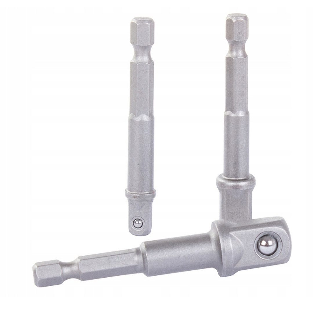 VERK GROUP Stecknuss Stecknuss Adapter Set 1/4 3/8 1/2 Bohrmaschine Bithalter, Set, 1-St., 3 Größen, Kugelarretierung – Bild 3 von 3