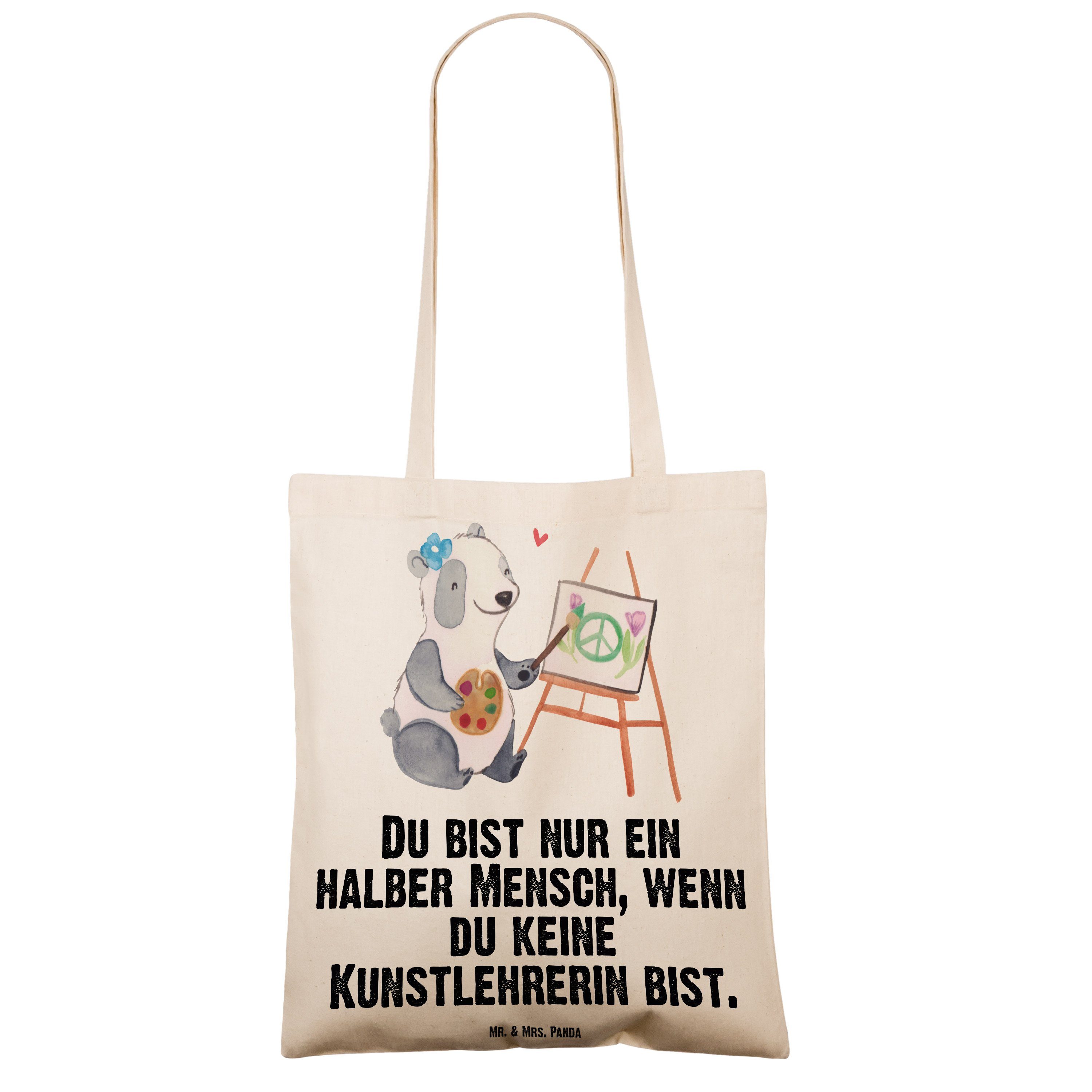 Mr. & Mrs. - Tragetasche Transparent mit Geschenk, - Kunstlehrerin Panda Kunstunterricht, Jut Herz (1-tlg)