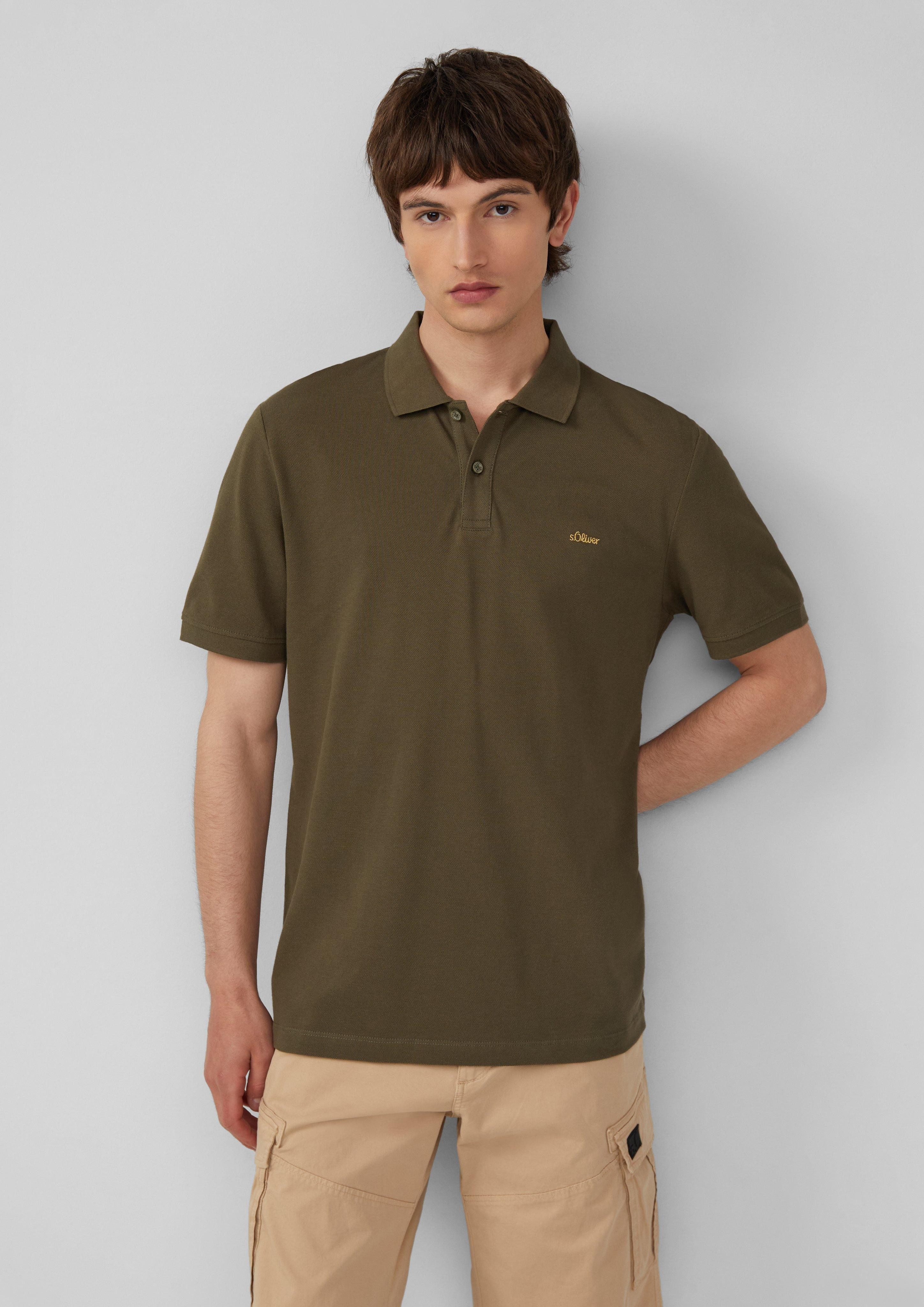 s.Oliver Kurzarmshirt Poloshirt aus Baumwollpiqué Logo günstig online kaufen