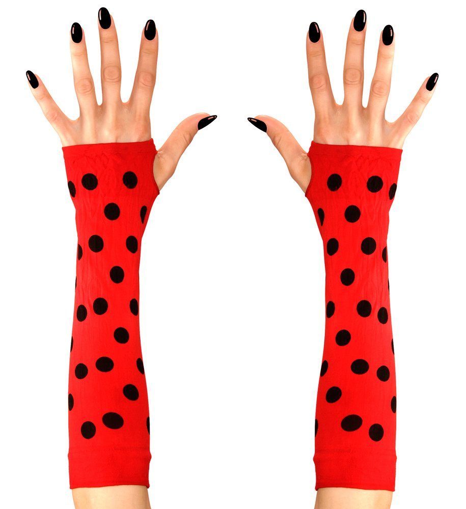Funny Fashion Kostüm Armstulpen Handschuhe zum Kostüm als Marienkäfer