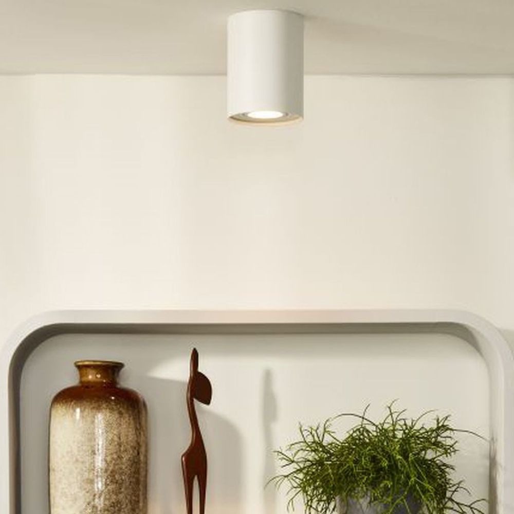 Lucide Deckenstrahler Einflammiger Deckenaufbaustrahler Tube in weiß, rund, GU10