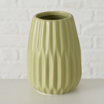 BOLTZE Dekovase Blumenvase aus Keramik im 3er Set Mattes Design - Grün