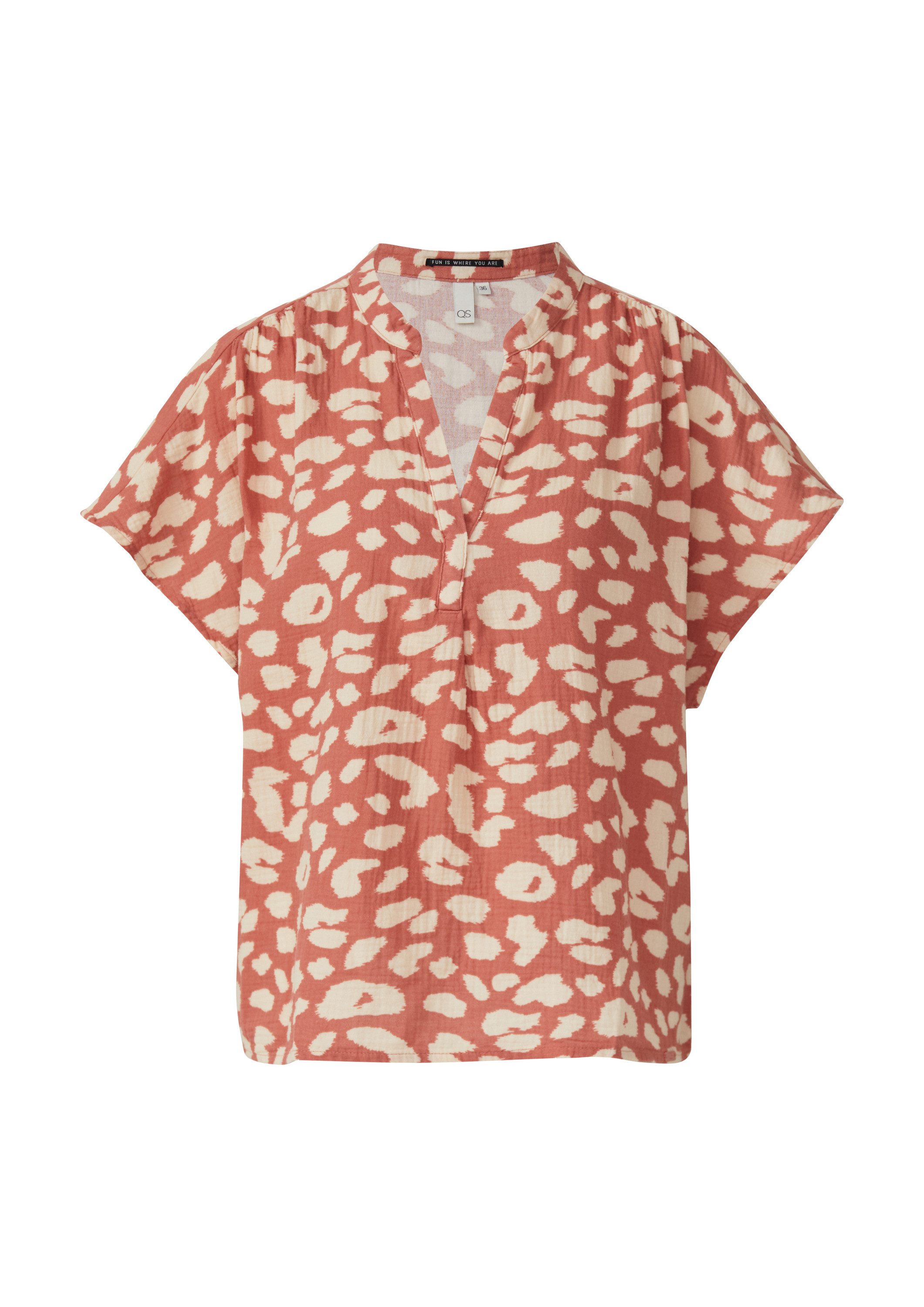 QS Kurzarmbluse Bluse Bluse aus Musselin