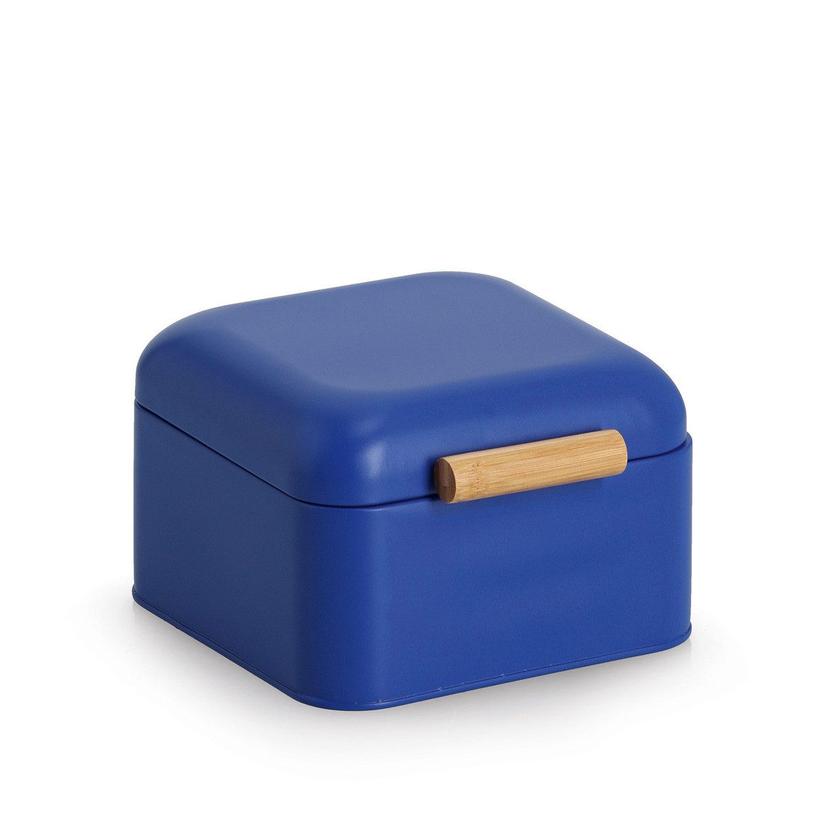 Zeller Present Brotkasten, Stahl/Bambus, Metall/Bambus, blau, ca. 20 x 20 x 13,5 cm