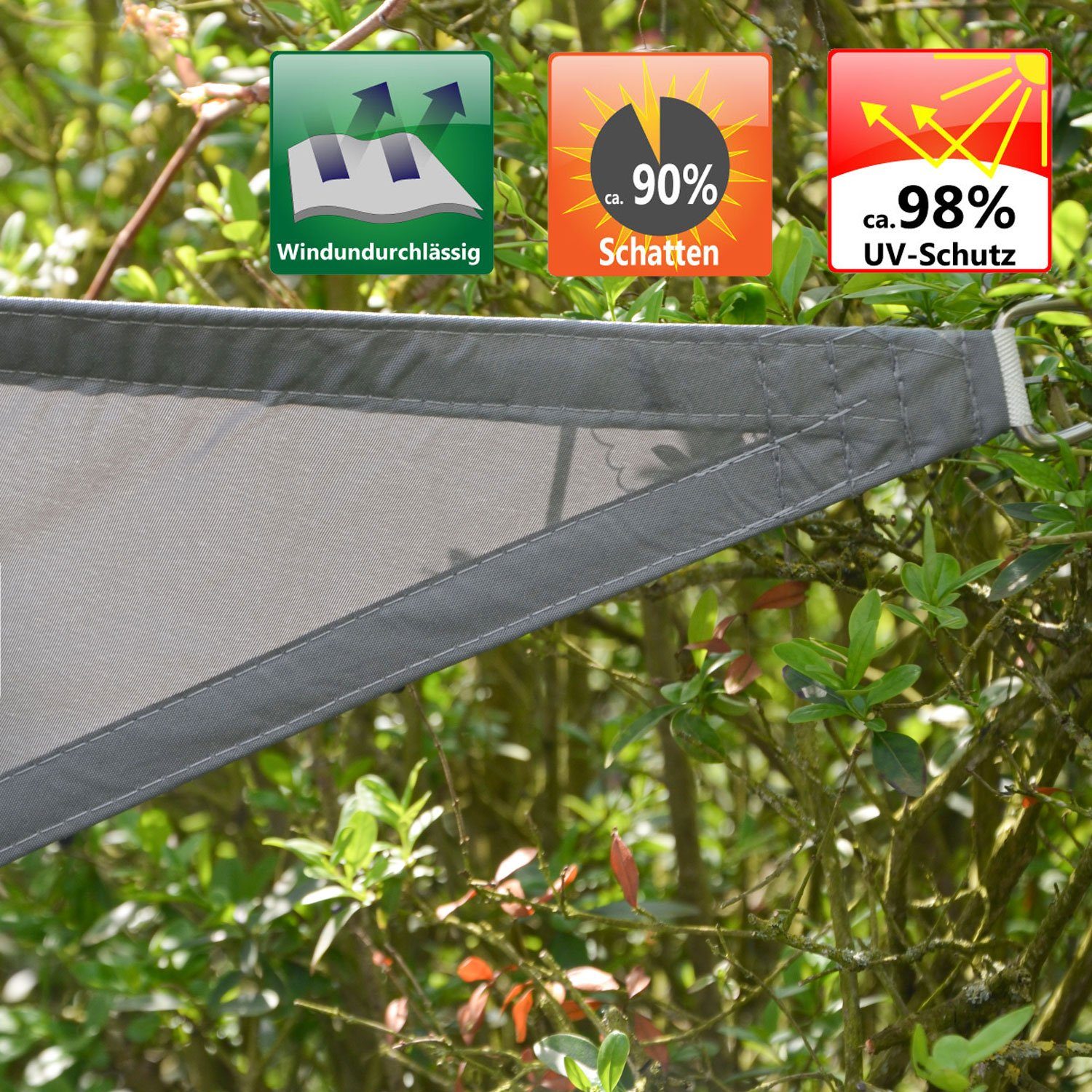 AMANKA Sonnensegel mit UV Schutz - 2 x 1 m Wasserdicht - Sonnenschutz für Garten & Balkon, Polyester Sonnenschutzsegel Rechteckig - Überdachung mit Regenschutz – Bild 3 von 5