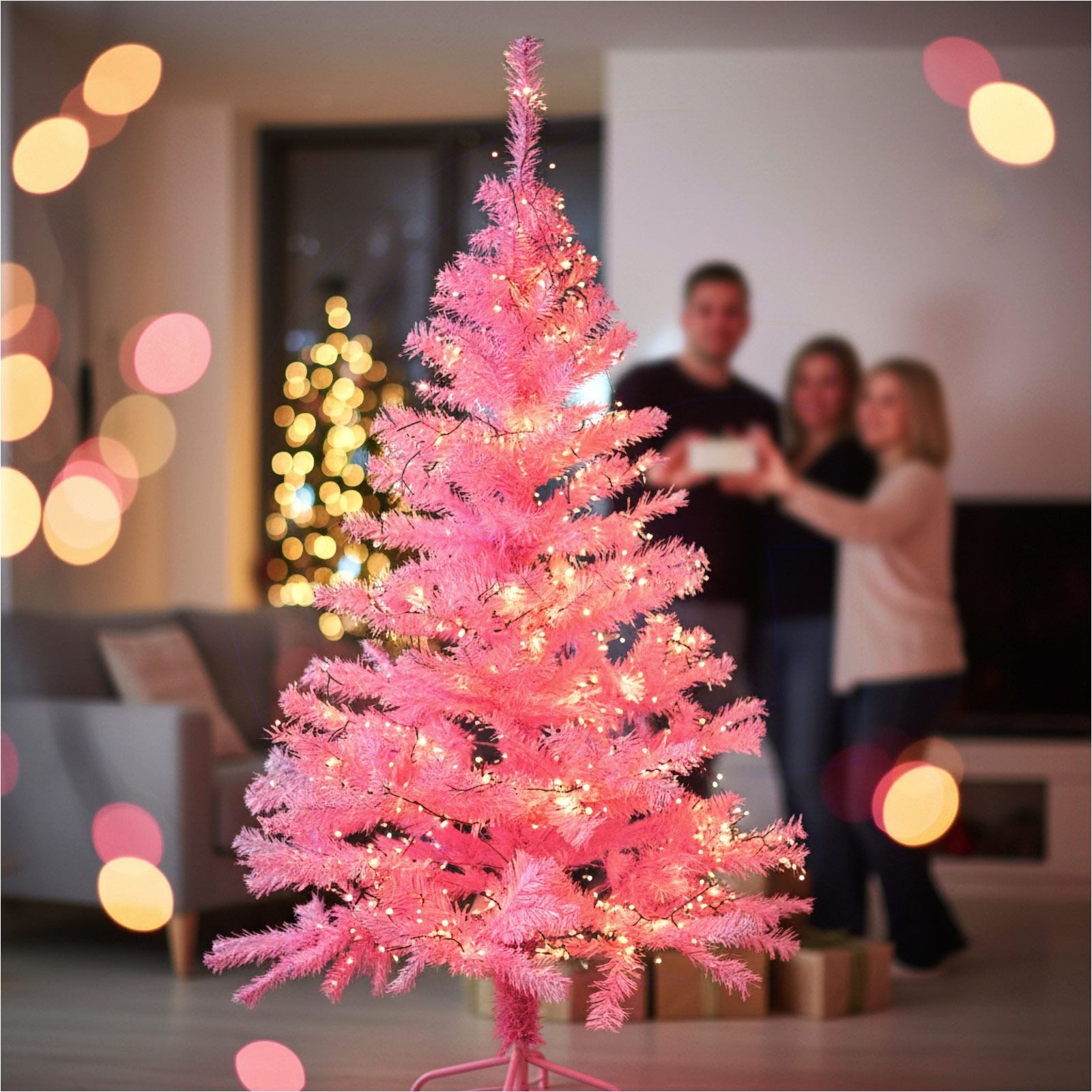 Gravidus Künstlicher Weihnachtsbaum Pinker Weihnachtsbaum 150 cm künstlich mit Metallständer 440 Zweigen