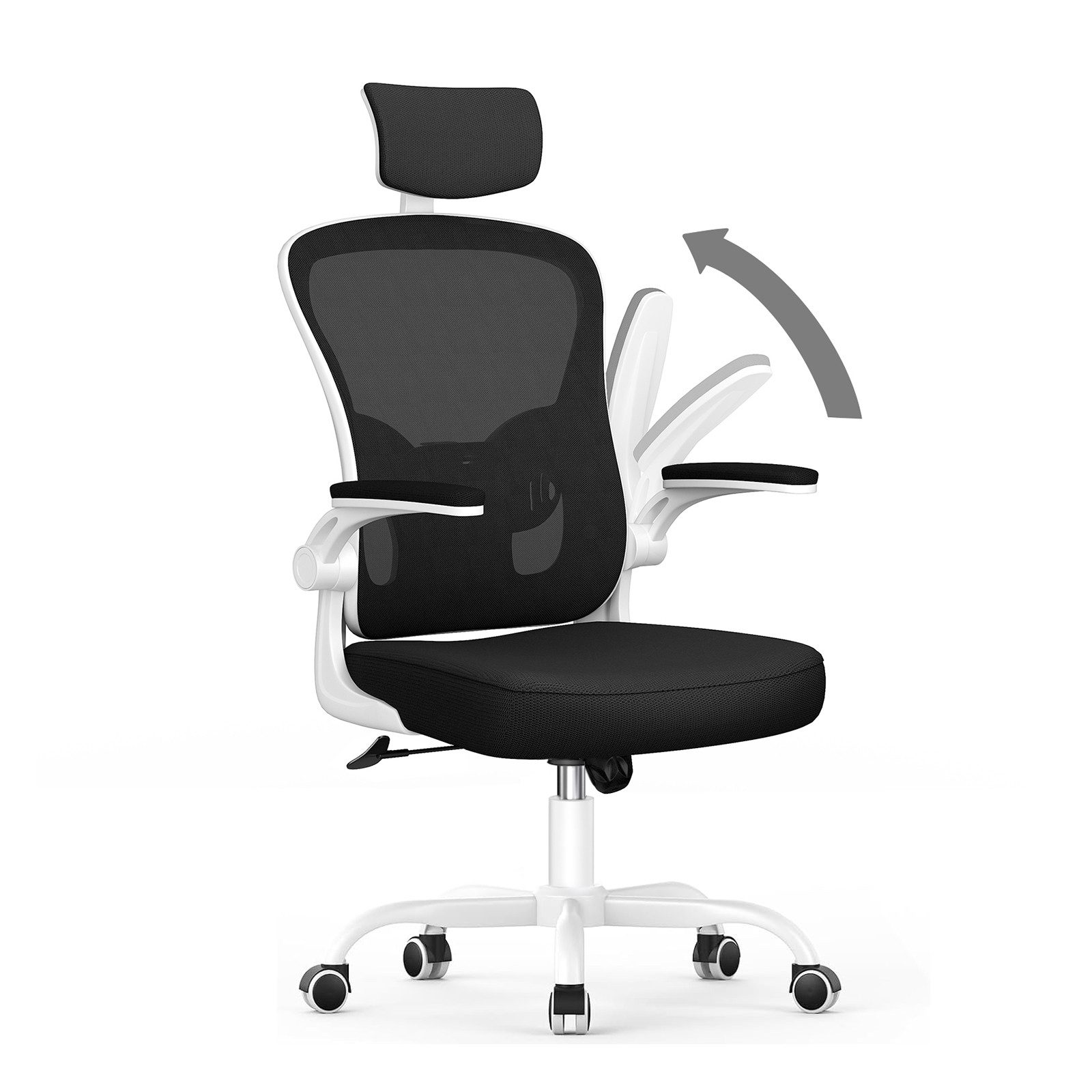 ZAISZE Bürostuhl Ergonomischer Bürostuhl mit Netzbezug und klappbaren Armlehnen (Spar-Set), Einstellbarer für maximale Bewegungsfreiheit