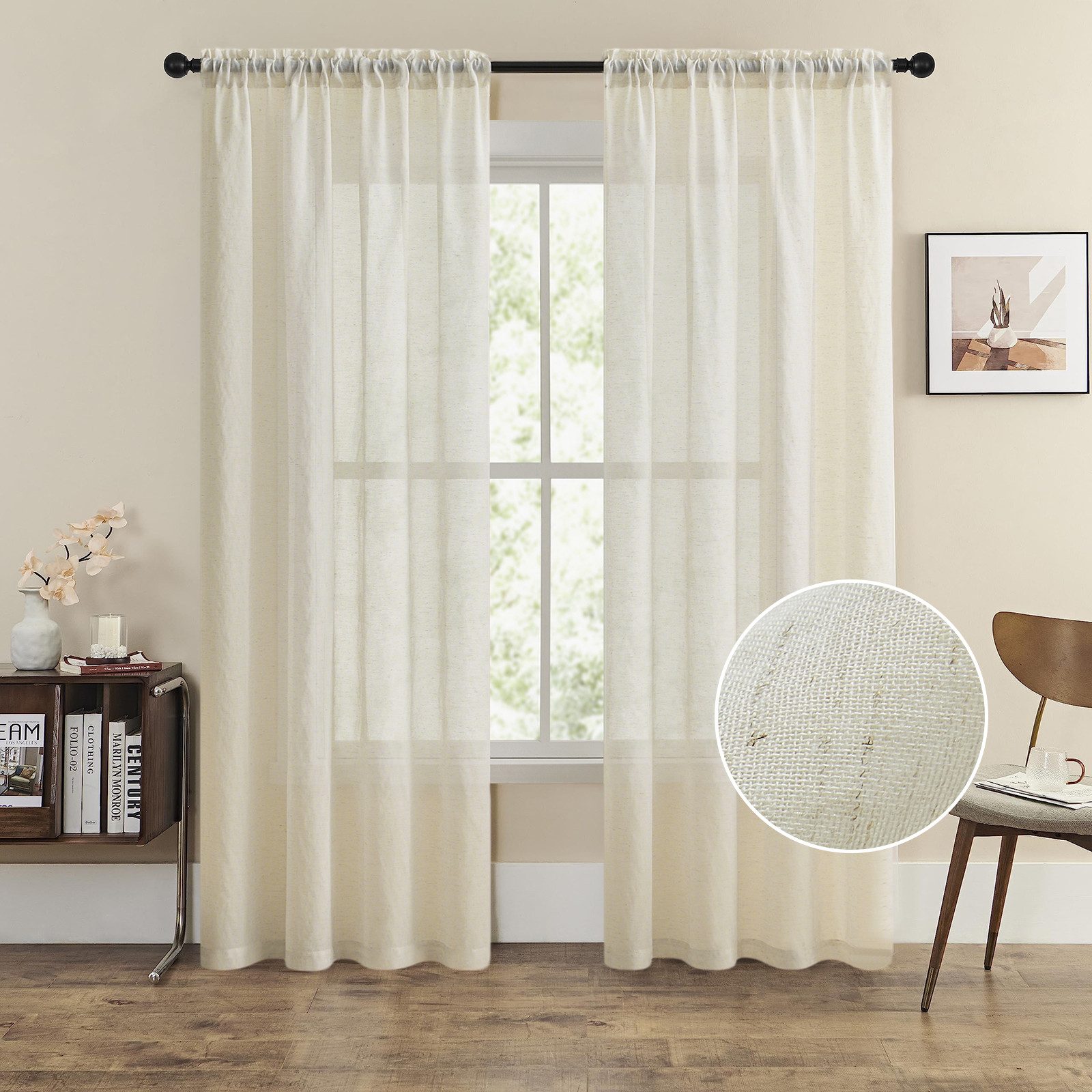Sunicol Gardine Transparent Leinenvorhang Kräuselband Fensterschal günstig online kaufen