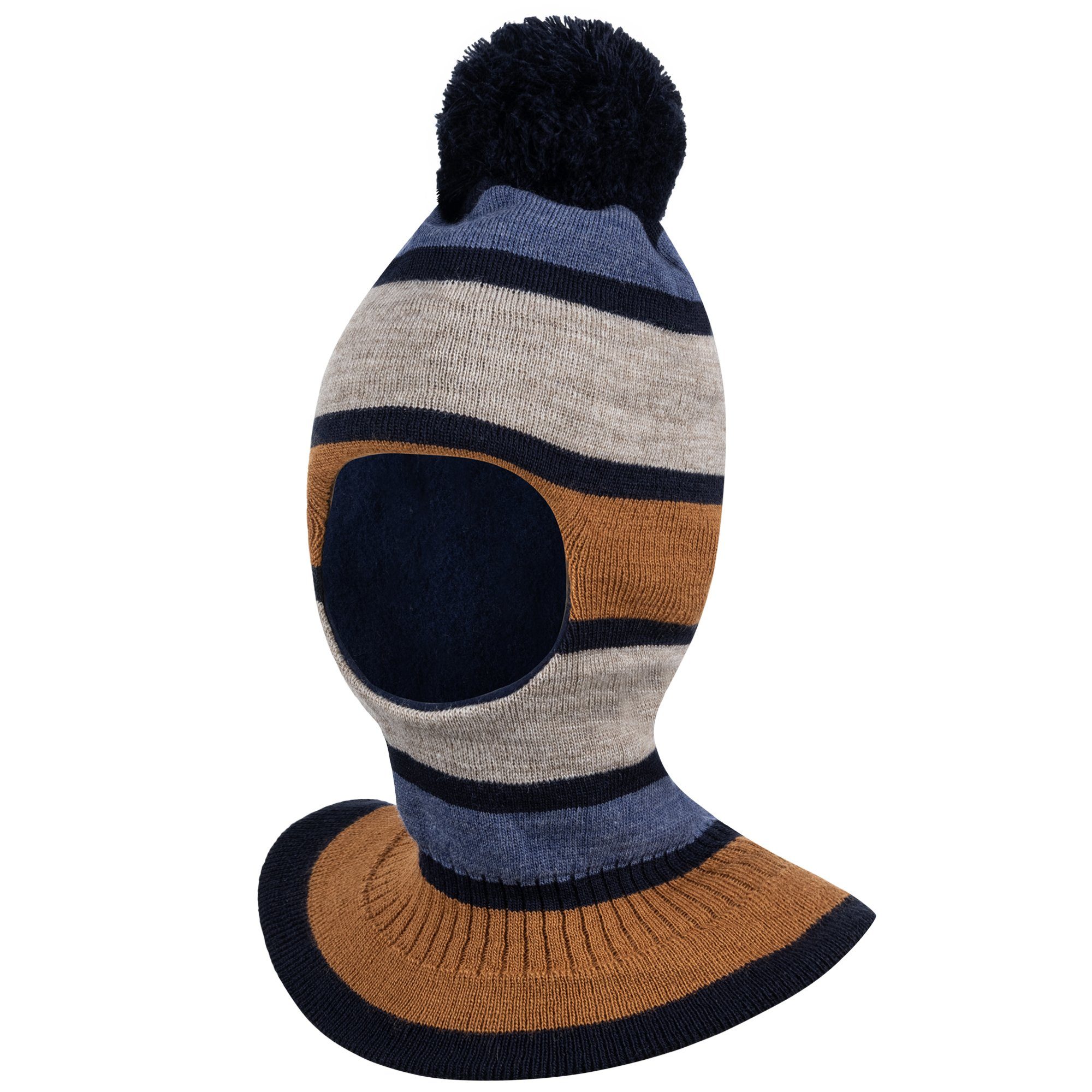 AJS Schlupfmütze Wintermütze Schalmütze Strickmütze warme Jungenmütze Bommelmütze mit Baumwolle gefüttert