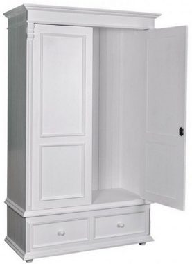 Casa Padrino Kleiderschrank Landhaus Stil Kleiderschrank Weiß - Kleider Schrank Shabby H 206 cm B 127 cm T 61 cm - Landhaus Stil Möbel