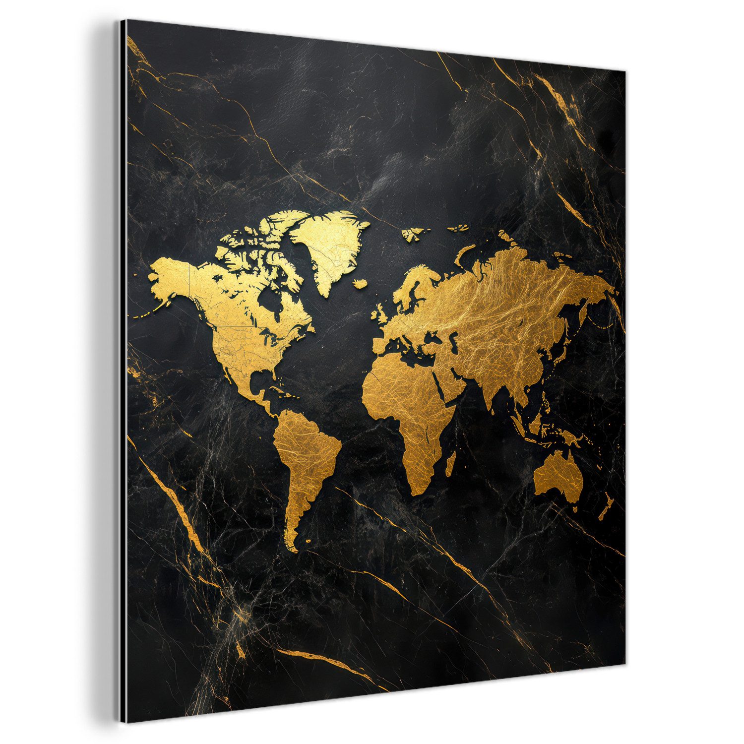MuchoWow Metallbild Weltkarte - Gold - günstig online kaufen