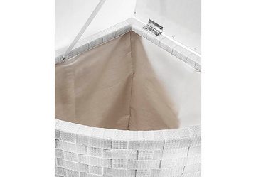 Kobolo Wäschekorb Eckwäschebehälter weiß aus Nylongeflecht