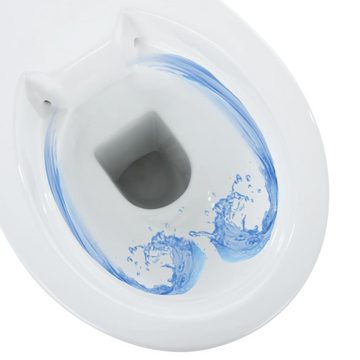vidaXL Tiefspül-WC Hohe Spülrandlose Toilette Soft-Close 7 cm Höher Keramik Weiß