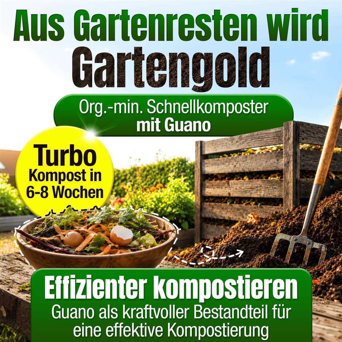DÜNGEMEISTER Spezialdünger Schnellkomposter Kompostbeschleuniger 5 kg / 10 kg für bis zu 10 m³, Schnellkomposter, geruchsreduzierend, NPK 4+3,5+2, bis 10 m³ – Bild 2 von 5