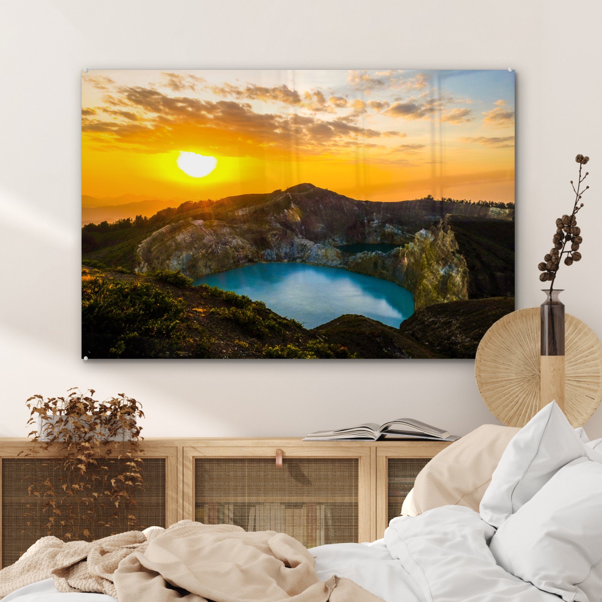 Kelimutu-Nationalpark, Kraterseen St), MuchoWow über im Schlafzimmer Acrylglasbilder (1 Sonne & den scheint Wohnzimmer Helle Acrylglasbild