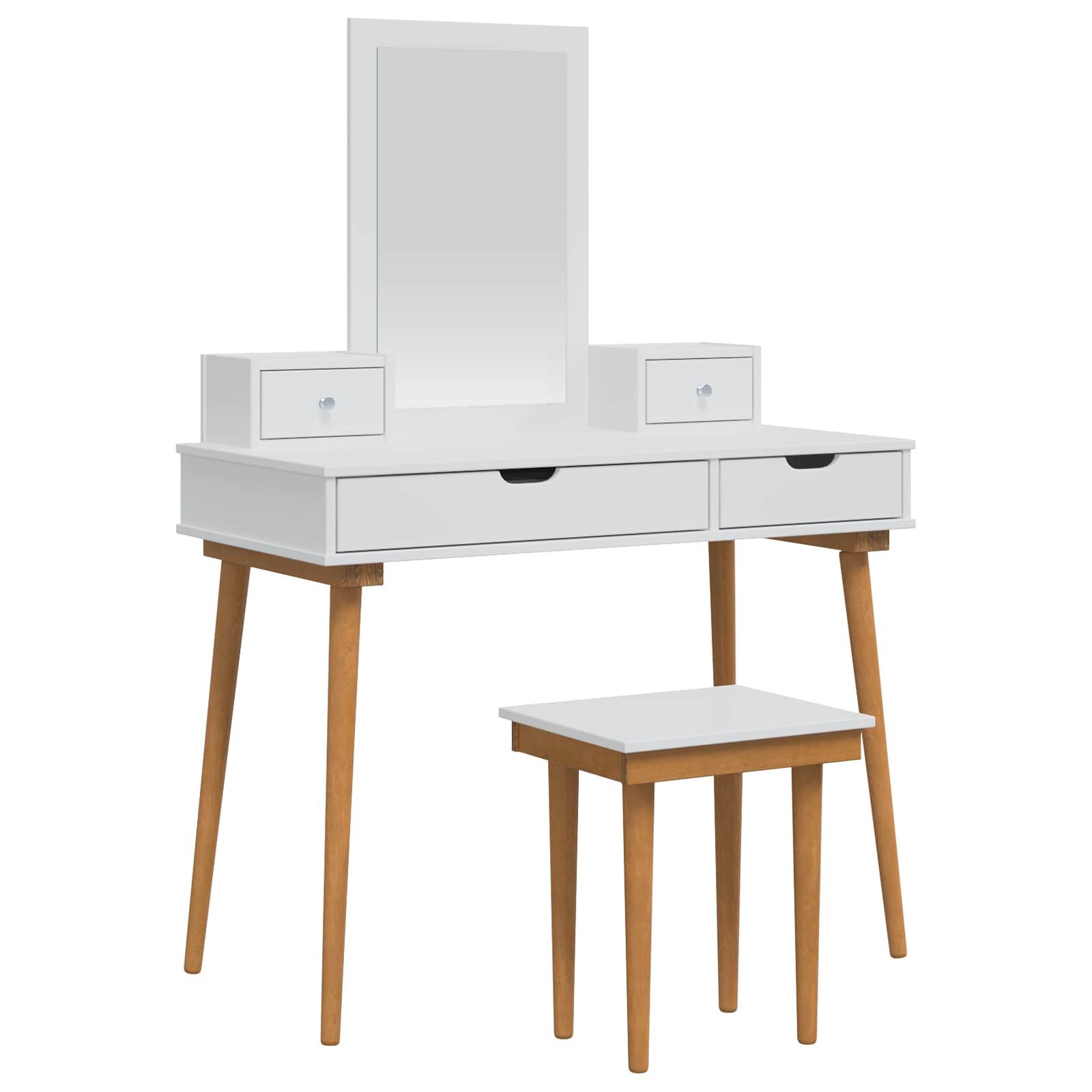 vidaXL Schminktisch Schminktisch-Set FAUSKE 5 Stk. Weiß 100 x 50 x 143 cm (5-St)