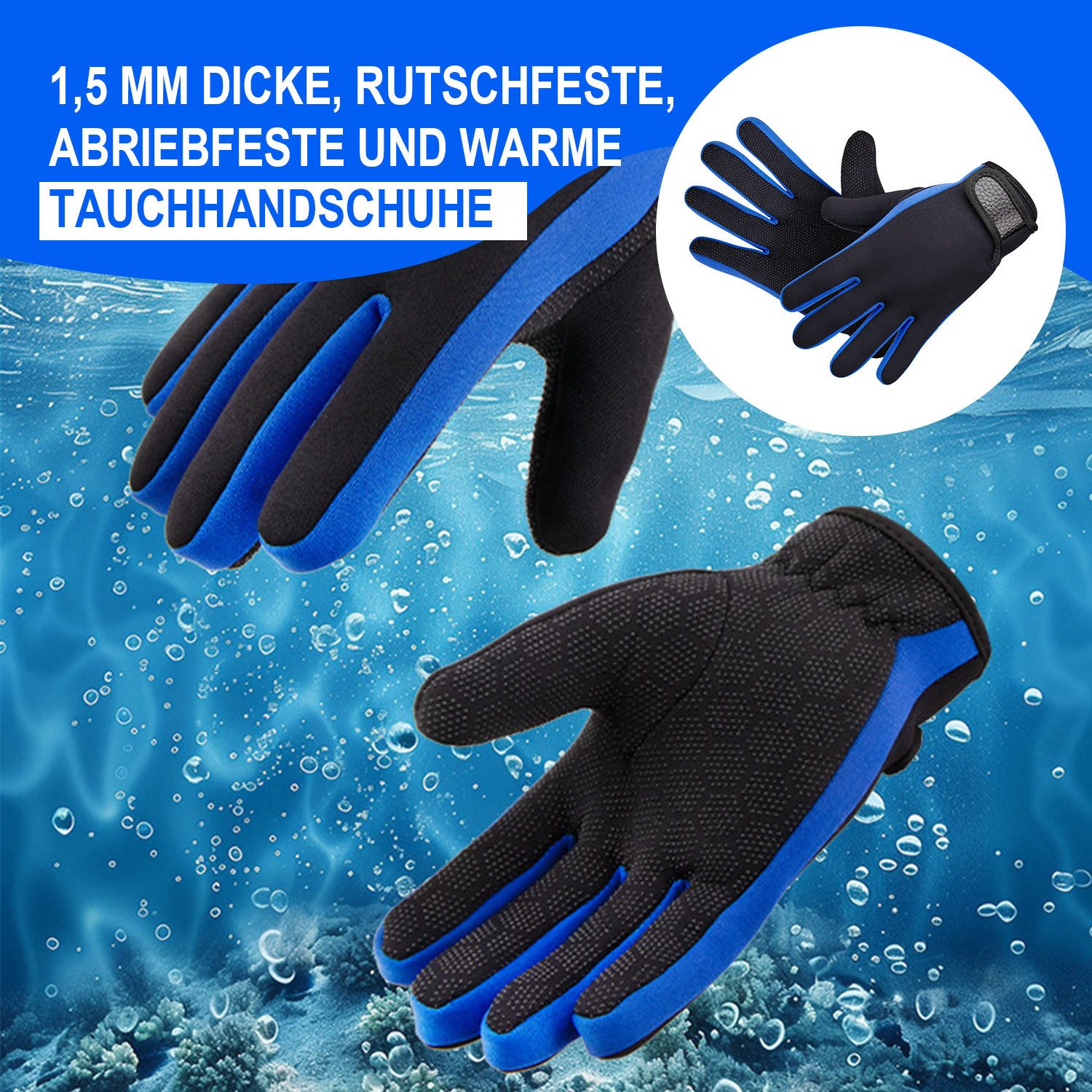 Refttenw Neoprenhandschuhe 1,5 mm warme Neopren Tauchhandschuhe,Surfhandschuhe,rutschfest