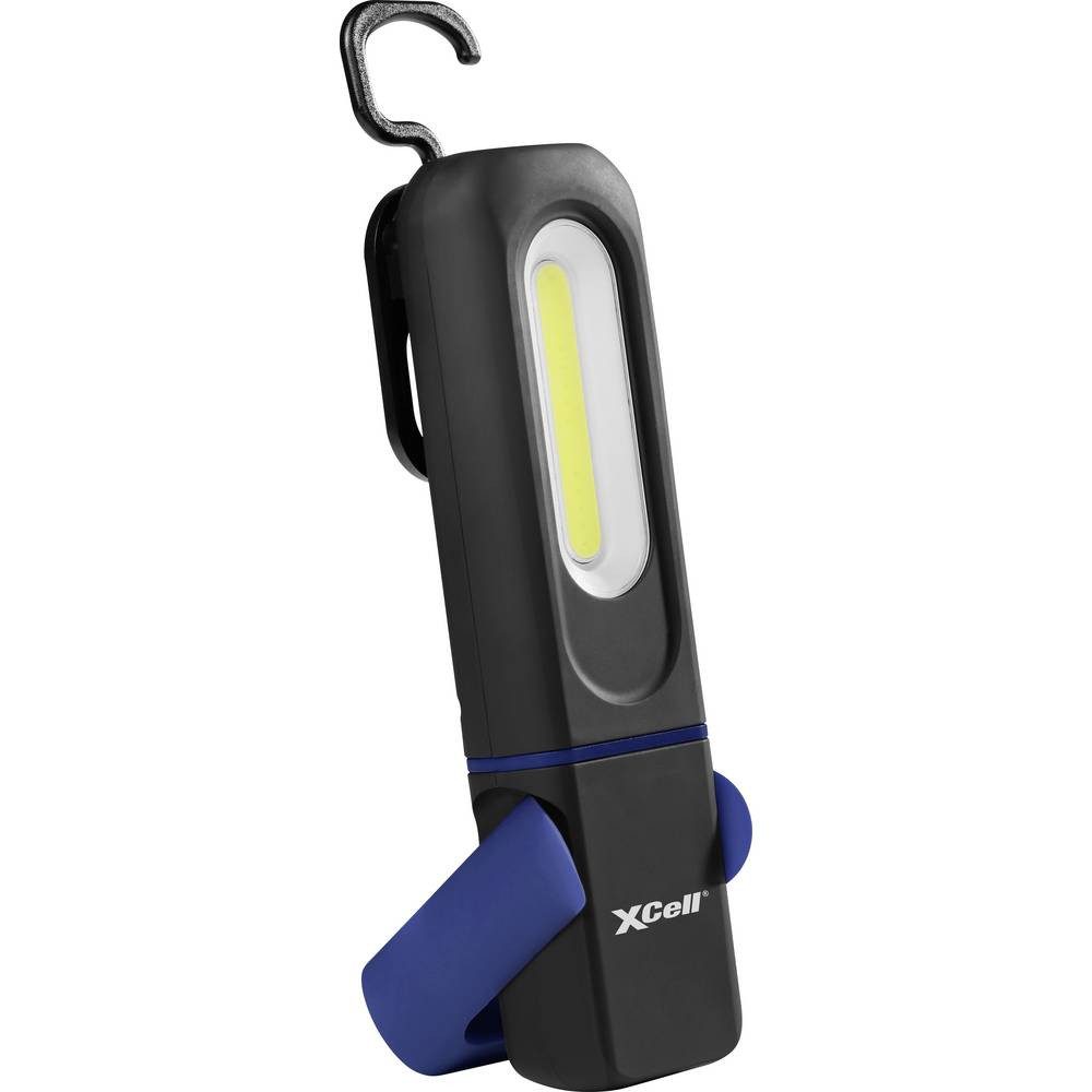XCell Arbeitsleuchte 151396 COB LED Akku-Arbeitsleuchte akkubetrieben 350 lm, Haken zum Hängen, inkl. Akku, inkl. Ladegerät, klappbar, Ladeanzeige