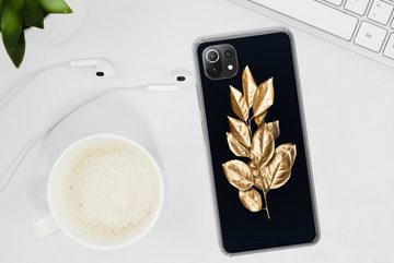 MuchoWow Handyhülle Pflanze - Blätter - Gold - Schwarz - Luxus, Phone Case, Handyhülle Xiaomi Mi 11 Lite, Silikon, Schutzhülle