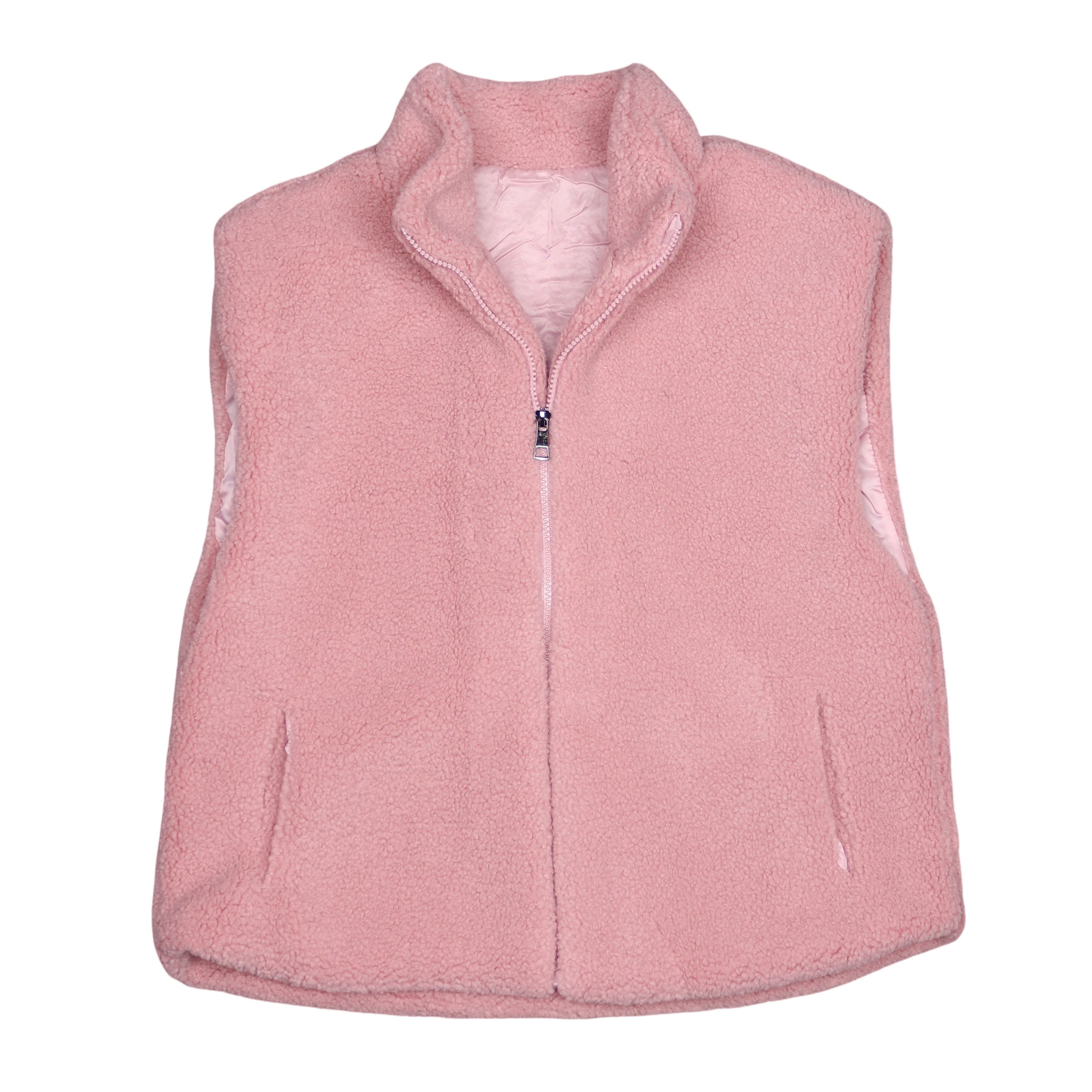 MIRROSI Plüschweste Damen Teddy Weste Plüsch – gefütterte Kuschelweste (One Size – passend für Größe 38, 40 und 42) Stehkragen & 2 Seitentaschen