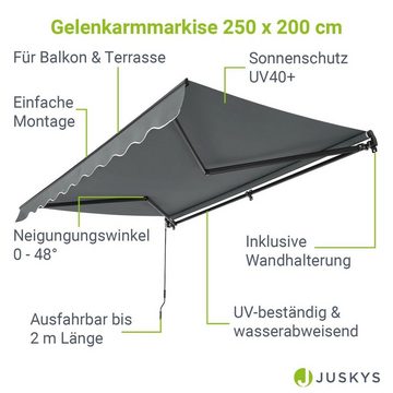 Juskys Gelenkarmmarkise UV40+ & wasserabweisend, einstellbarer Neigungswinkel