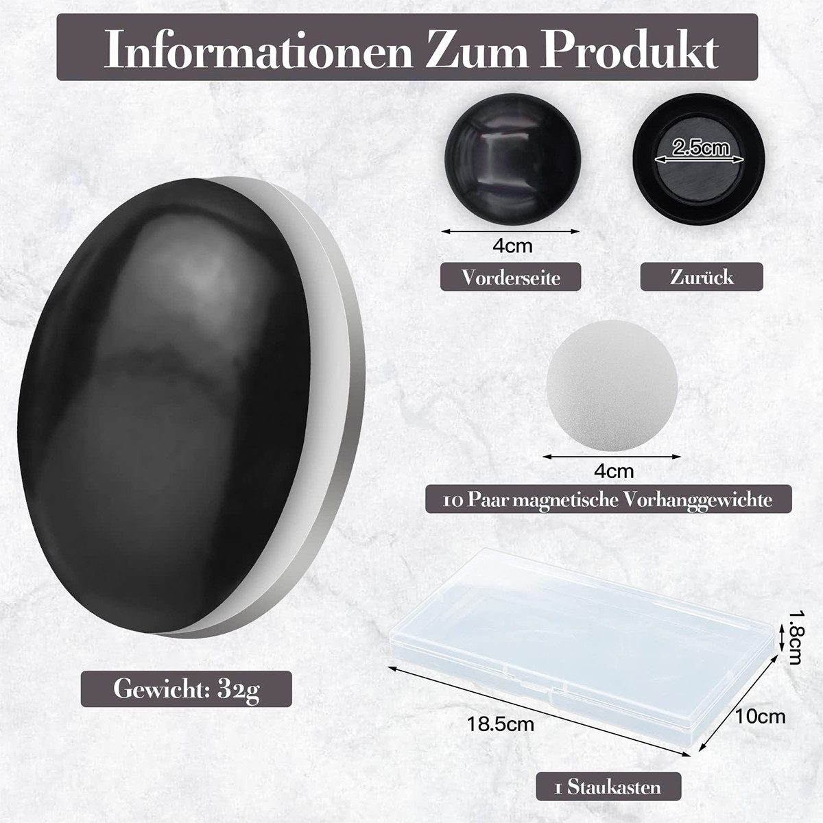 Welikera Duschvorhangklammer 10er-Pack runde magnetische Vorhanggewichte, s günstig online kaufen