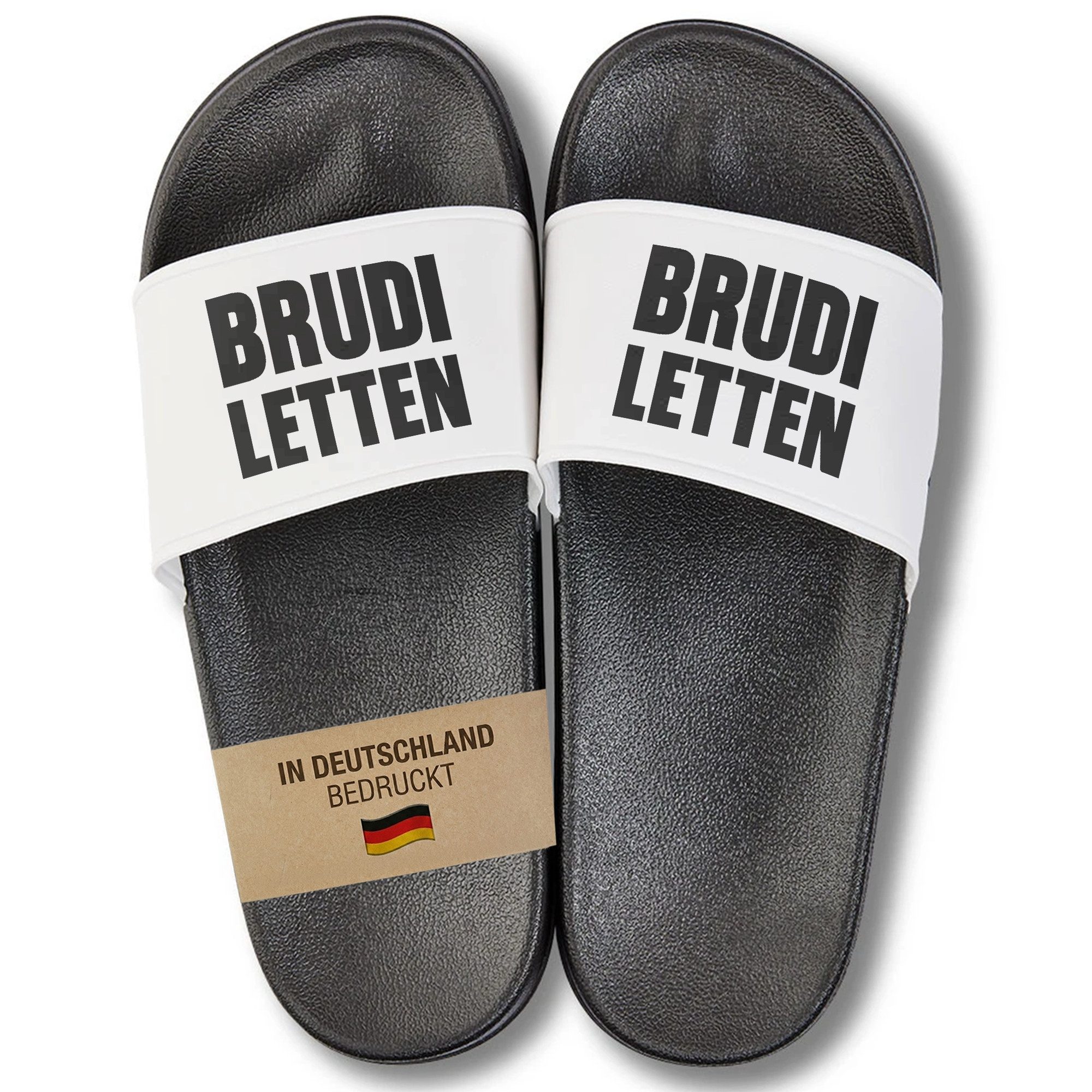 22Feels Geschenk Brudi Bruder Freund Badelatschen Männer Brudi Letten Spruch Badepantolette IN DEUTSCHLAND BEDRUCKT