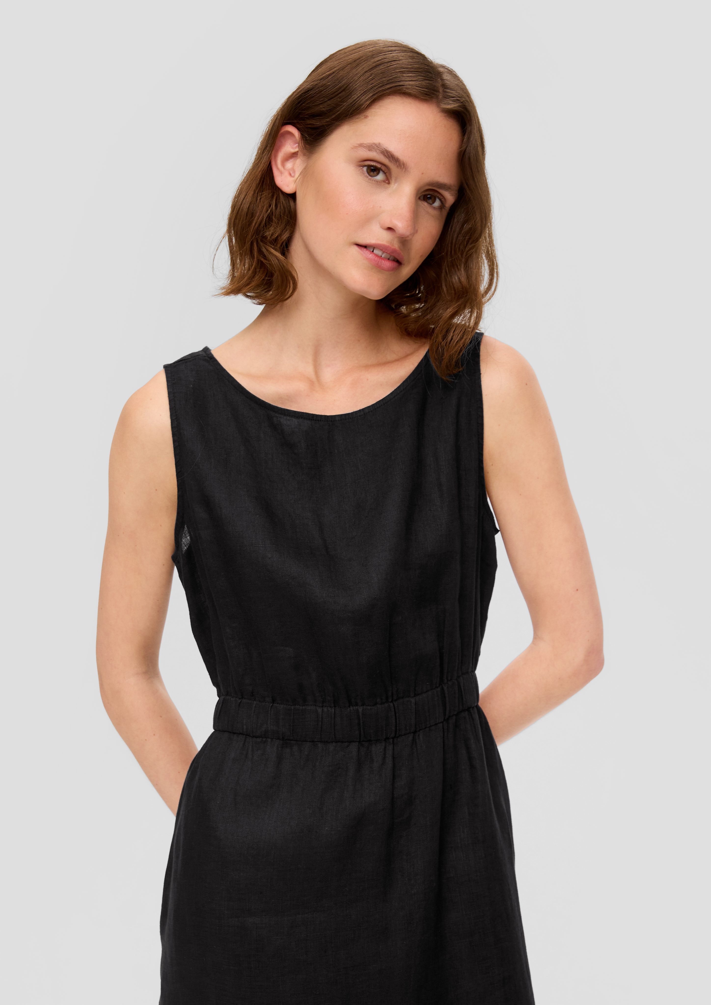s.Oliver Maxikleid Ärmelloses Leinenkleid mit Elastikbund günstig online kaufen