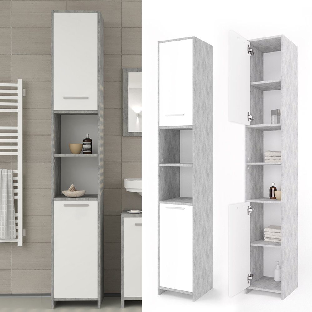 Vicco Hochschrank Kiko, Beton/Weiß, 30 x günstig online kaufen