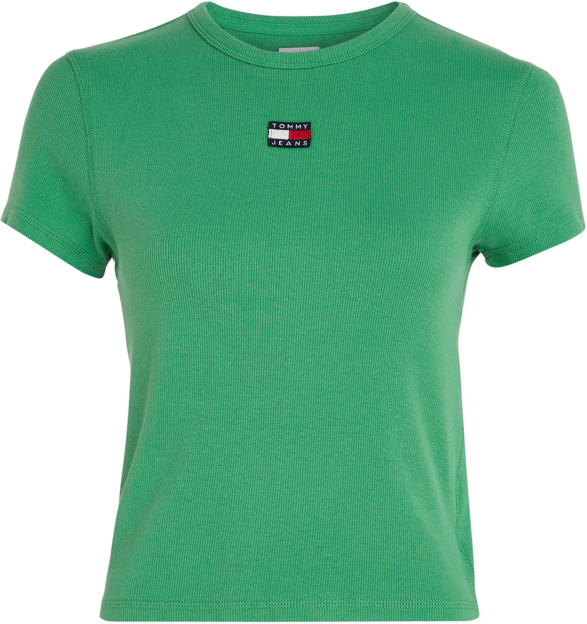 Tommy Jeans T-Shirt TJW mit BBY RIB BADGE XS Coastal-Green Logo-Badge