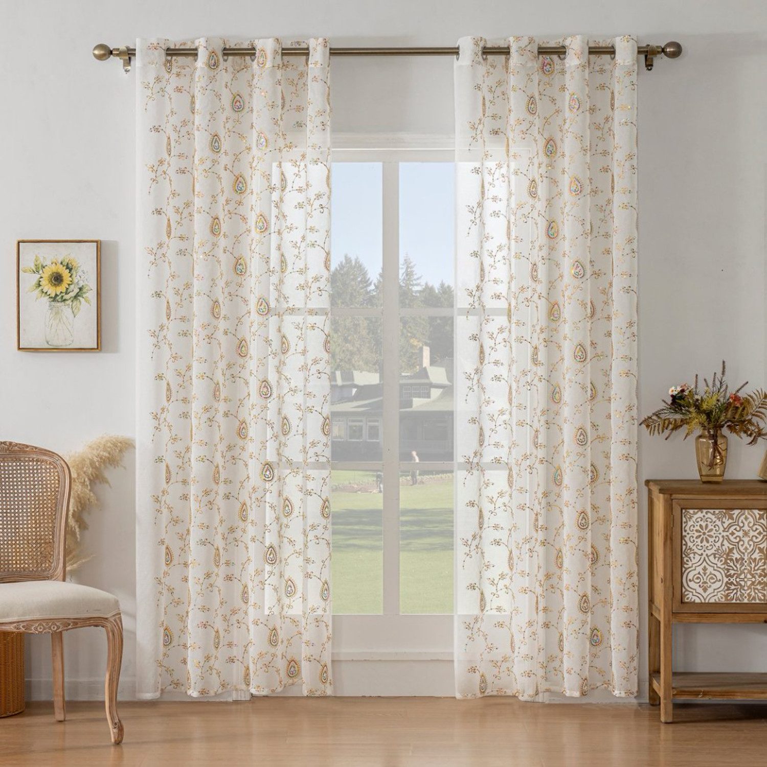 BYSURE Gardine, Ösen (2 St), Bestickte günstig online kaufen