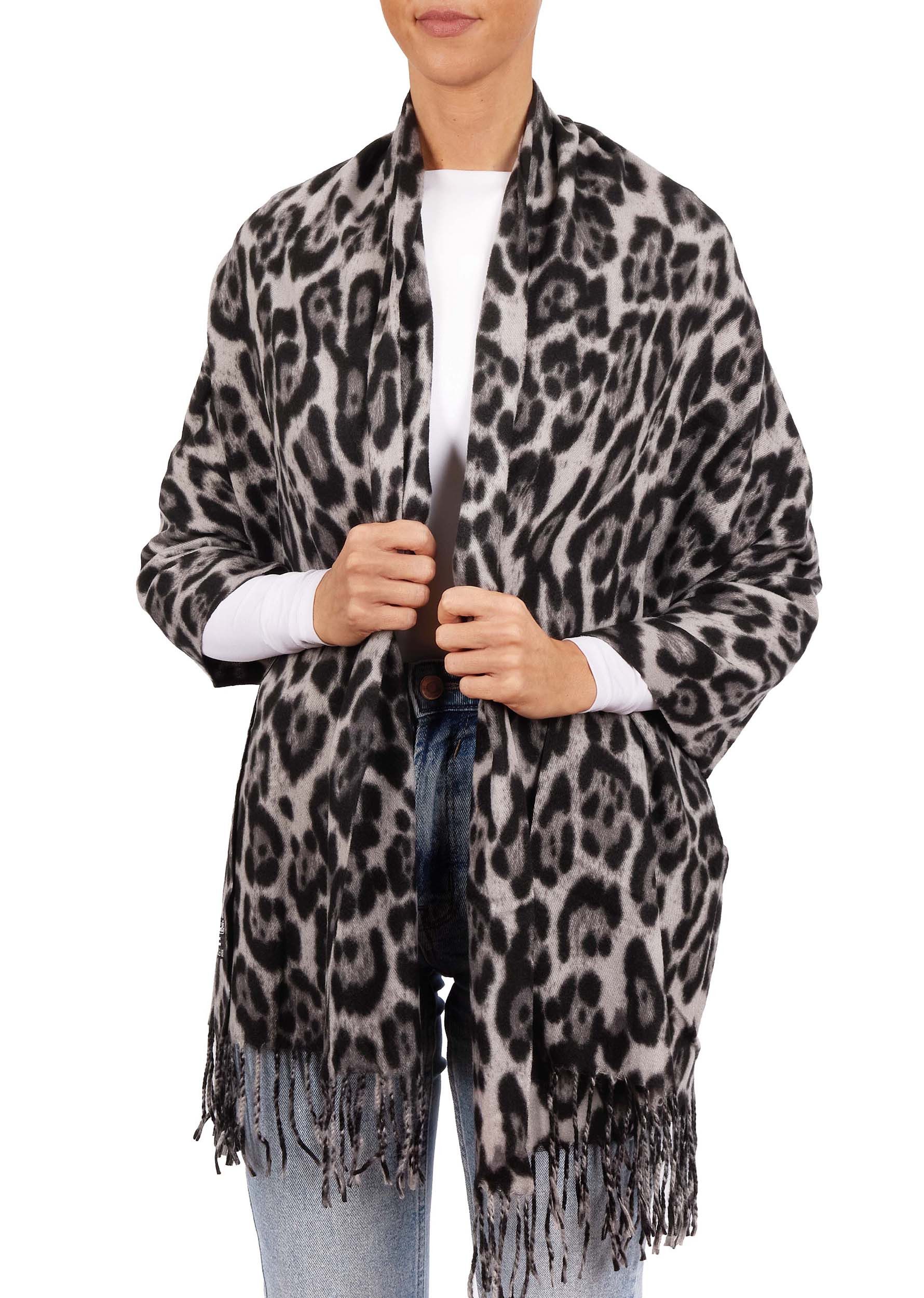 BRUBAKER Schal Cashmirillo Damen Schal mit Leoparden Muster - 70 x 200 cm, (Herbstschal Winterschal mit weichem Kaschmir-Gefühl, 1-St), Warm, Kuschelig und Oversized - Leo Damenschal für Herbst und Winter