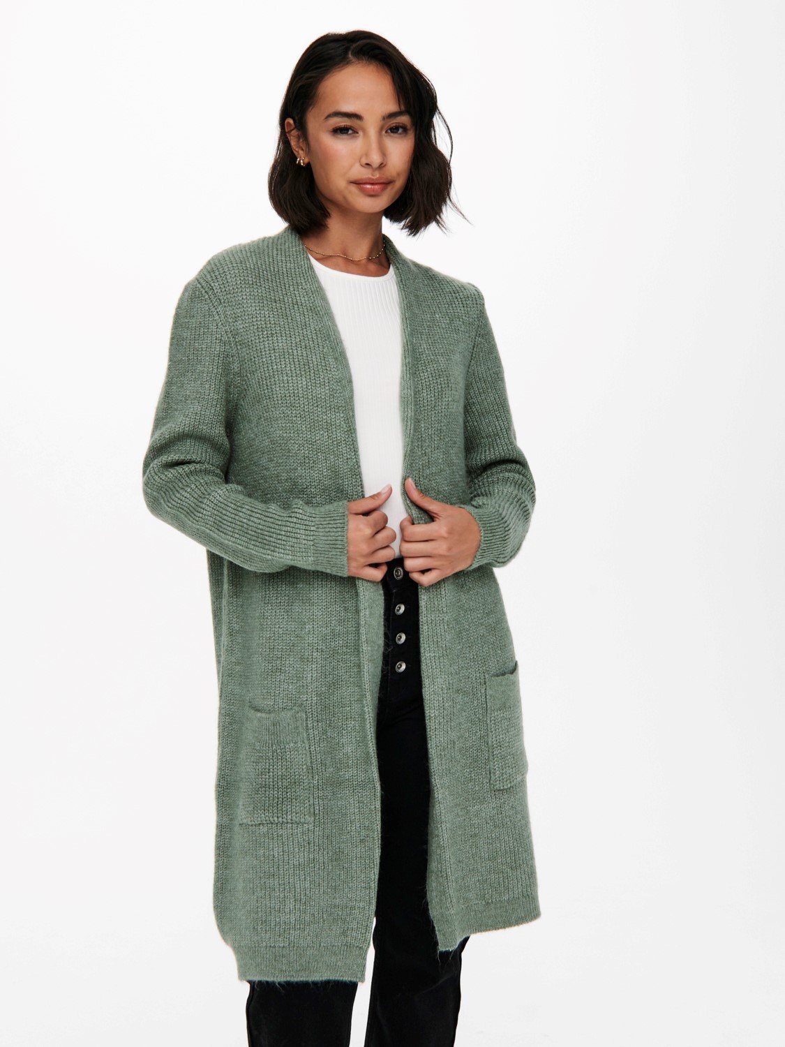 in Stretch Mantel mit Grün ONLJADE Strickjacke Cardigan Cardigan ONLY 3747 Lange Taschen