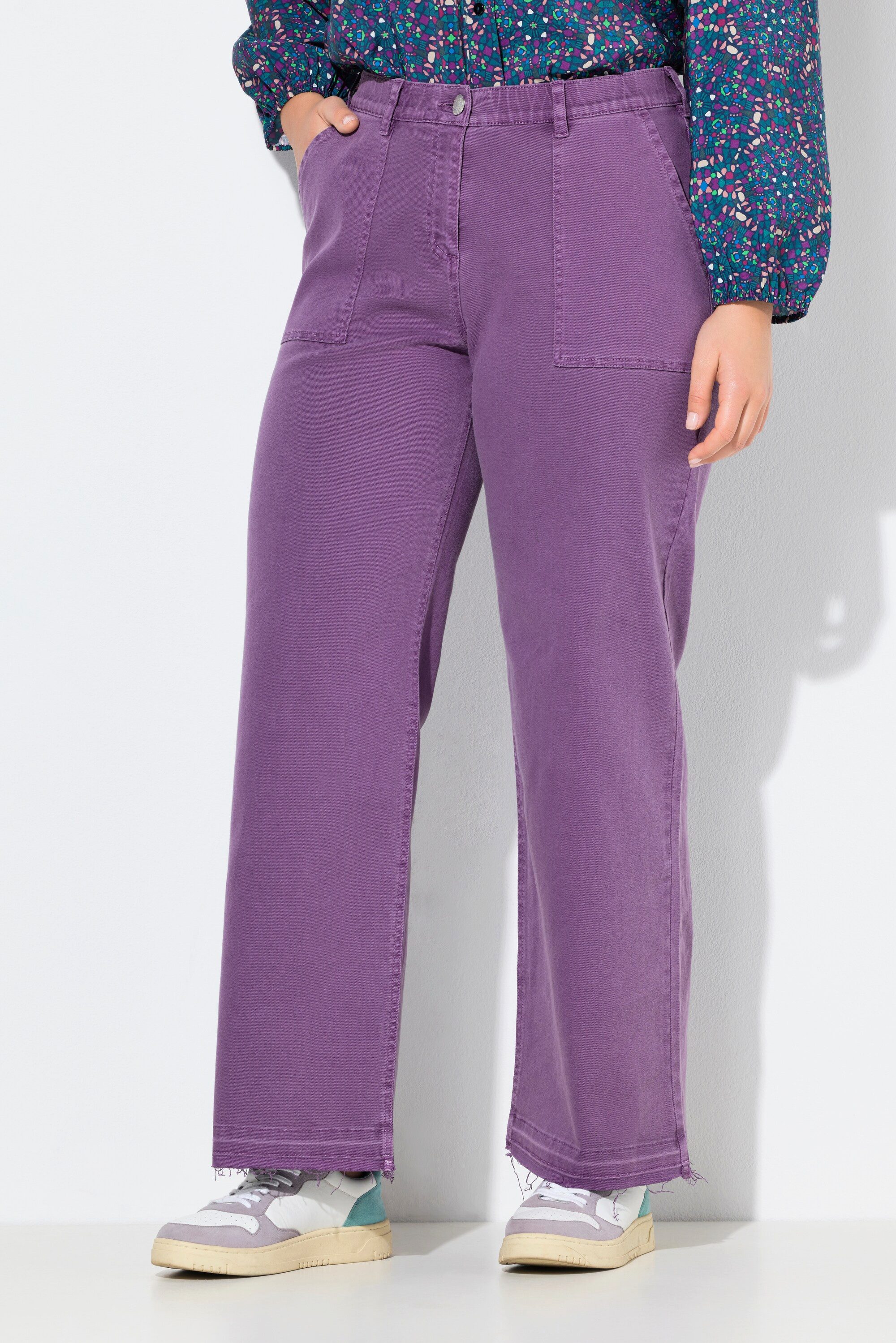 Ulla Popken 5-Pocket-Jeans Colorjeans Mary Fransensaum gerades Bein