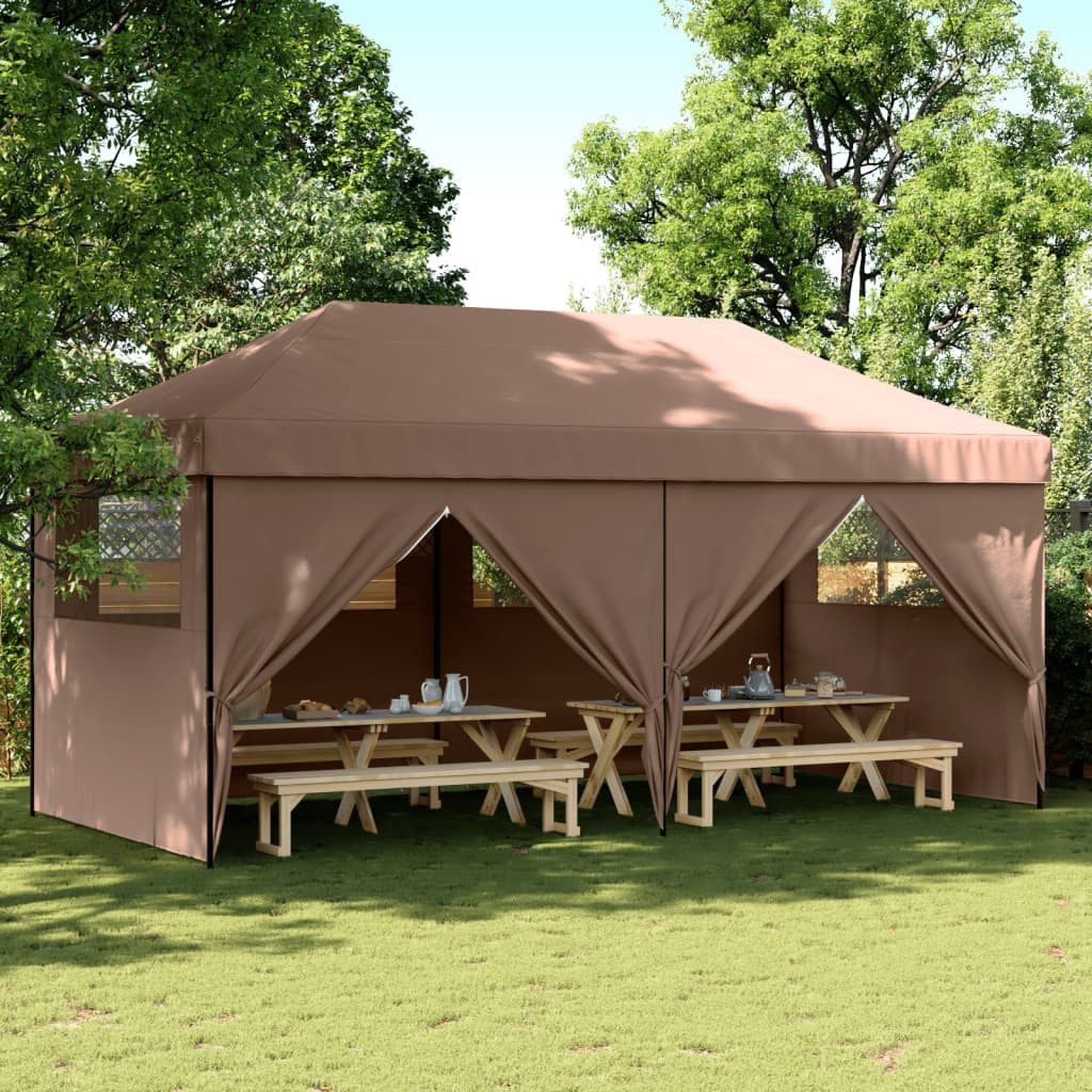 Thumbnail - vidaXL Pavillon Partyzelt Faltbar Pop-Up mit 4 Seitenteilen Braun Pavillon