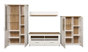 MCA furniture Wohnwand Wohnwand Anbauwand Shade, Andersen Pinie weiß / Artisan Eiche, Landh, (4-St)