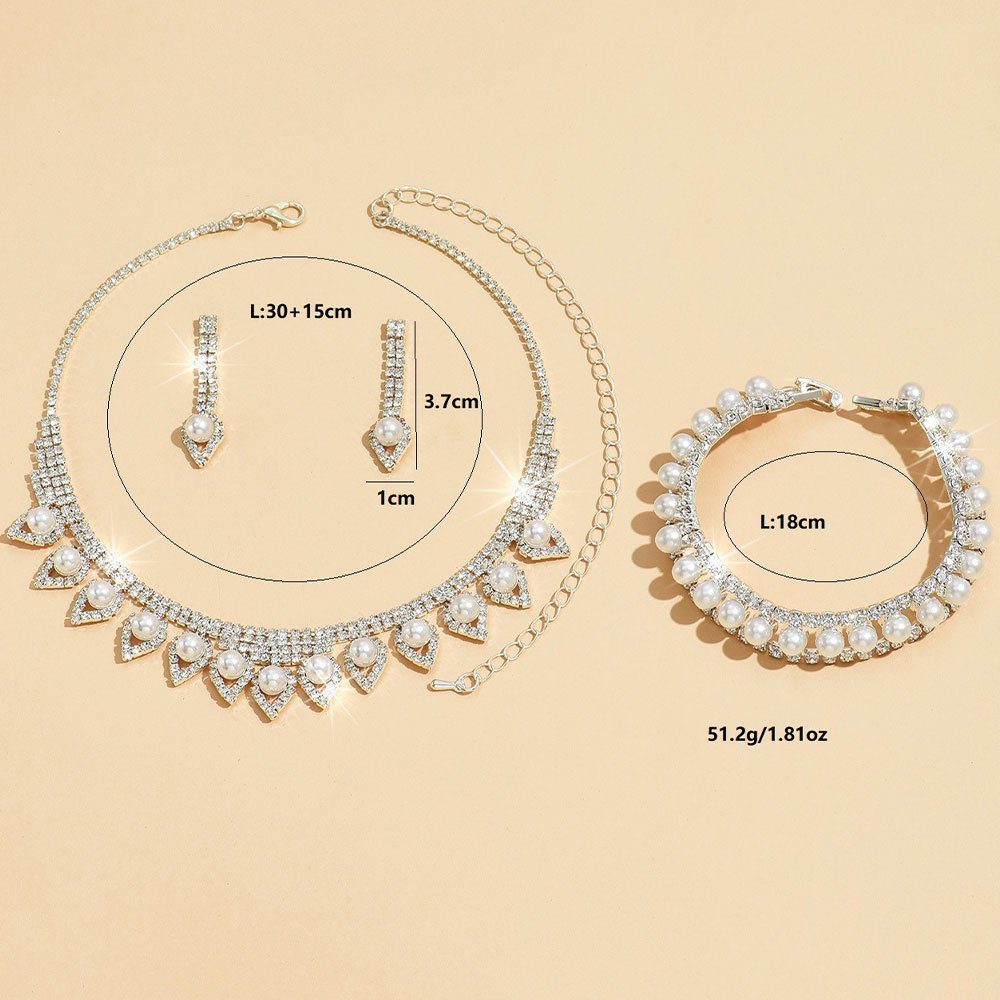Bräute Brautschmuck Modeschmuck Halskette Ohrringe für Armband Set Set, Schmuckset LAKKEC (3-tlg)Accessoires